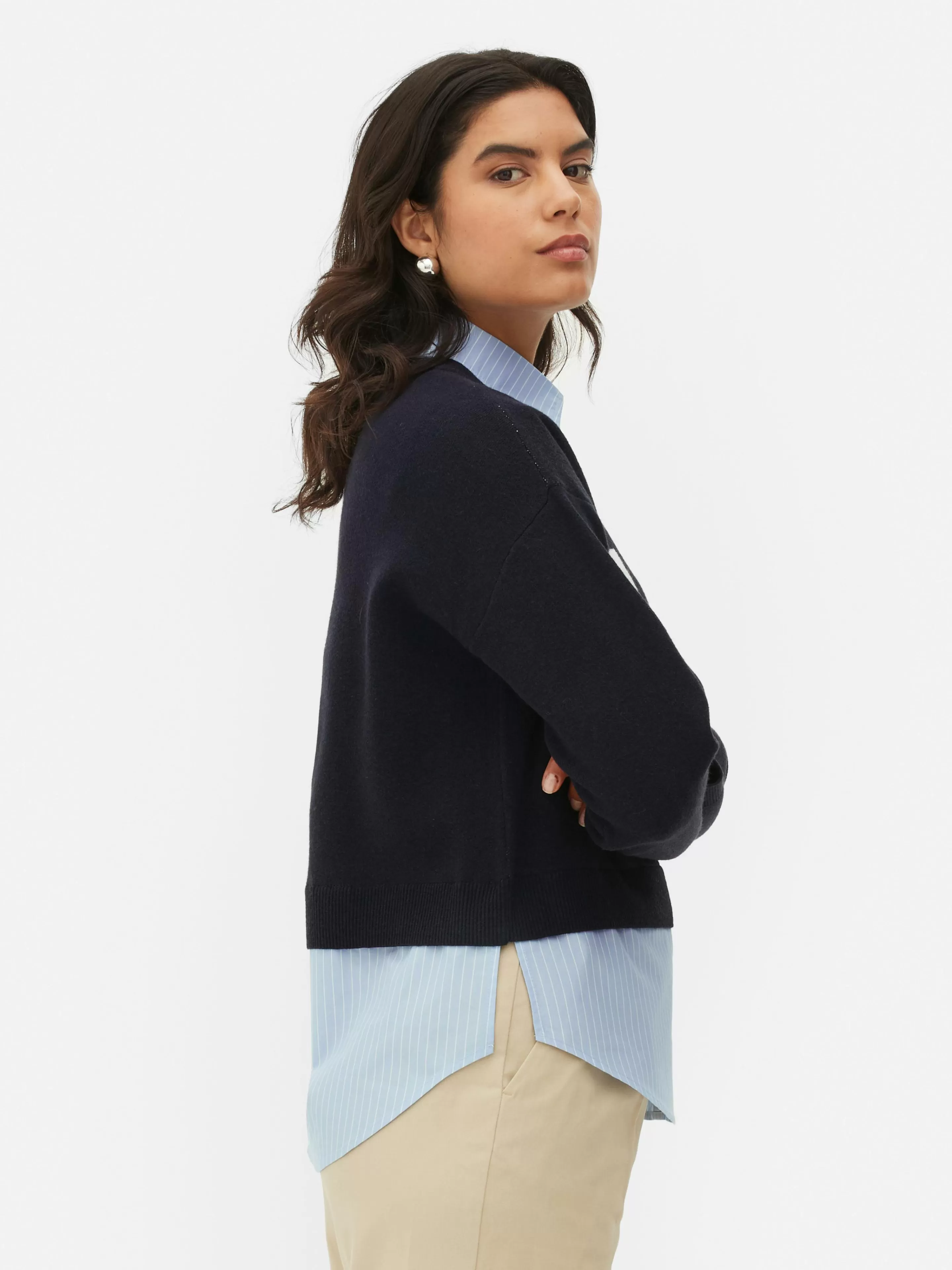 Mujer Primark Jerseys Y Cárdigans | Jersey Y Camisa De Punto Con Eslogan Dos En Uno