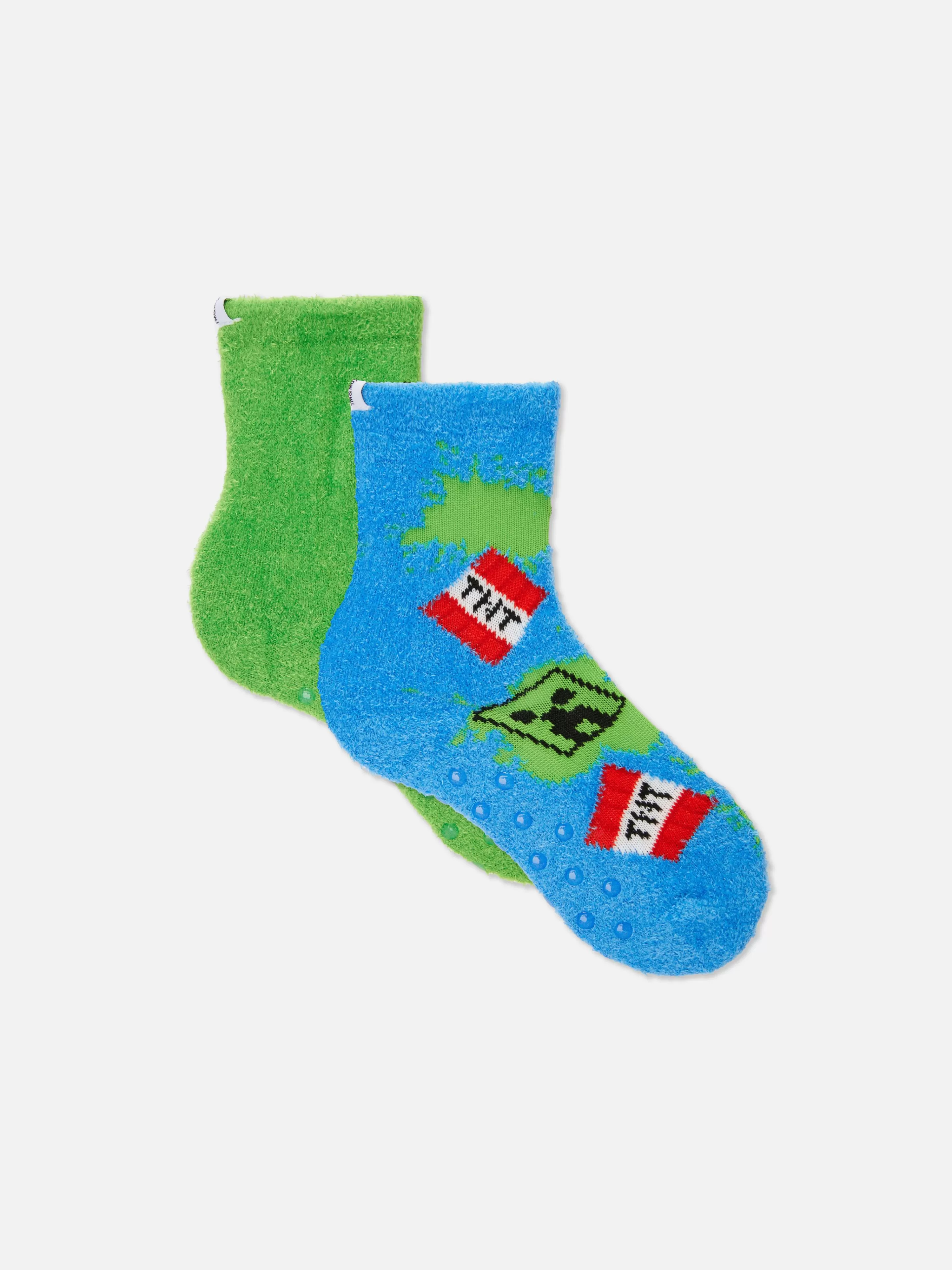 Niños Primark Calcetines | Pack De 2 Pares De Calcetines Afelpados De Minecraft