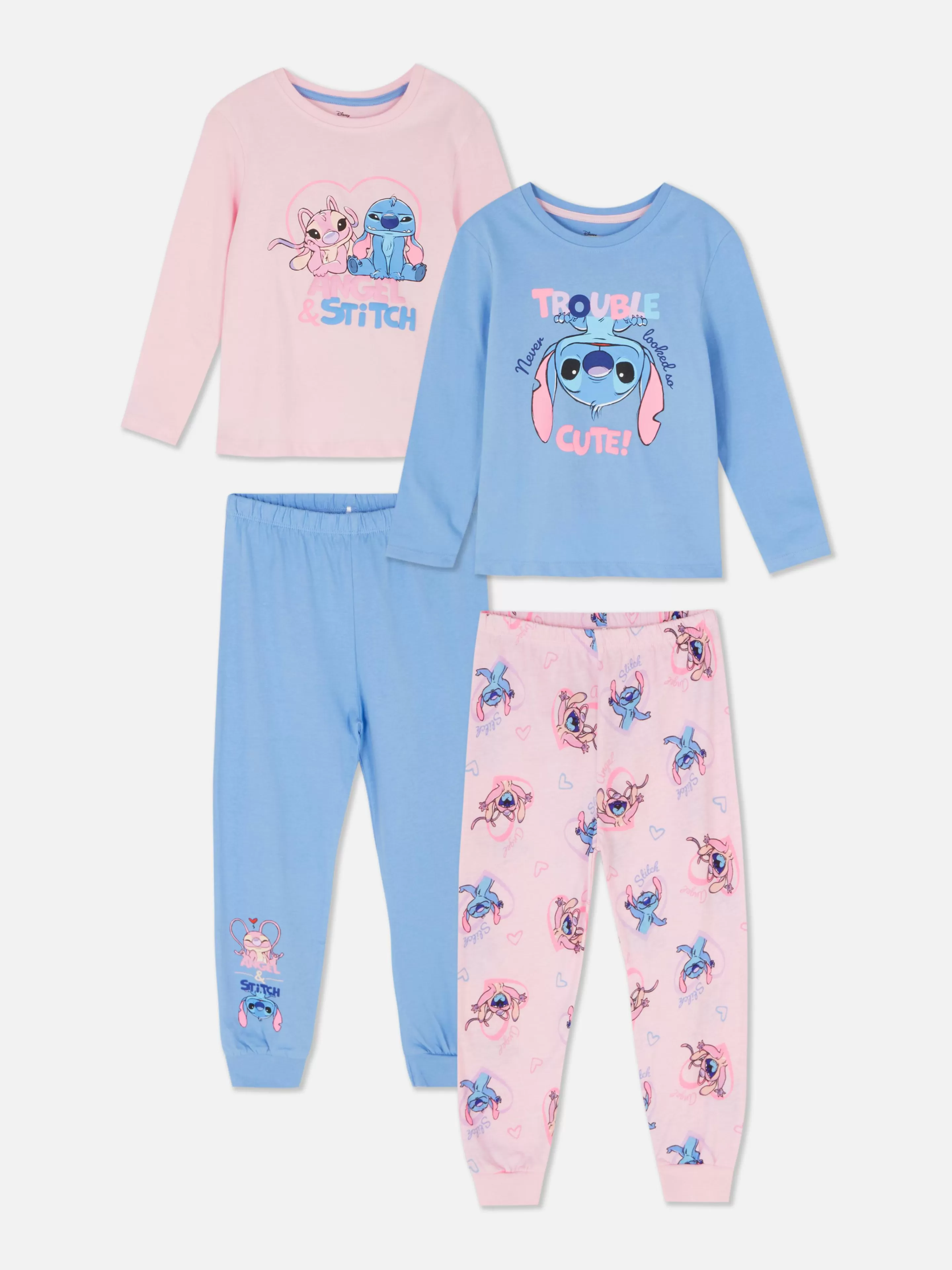 Niños Primark Pijamas Y Ropa Para Dormir | Pack De 2 Pijamas Largos De Stitch Y Ángel De Disney