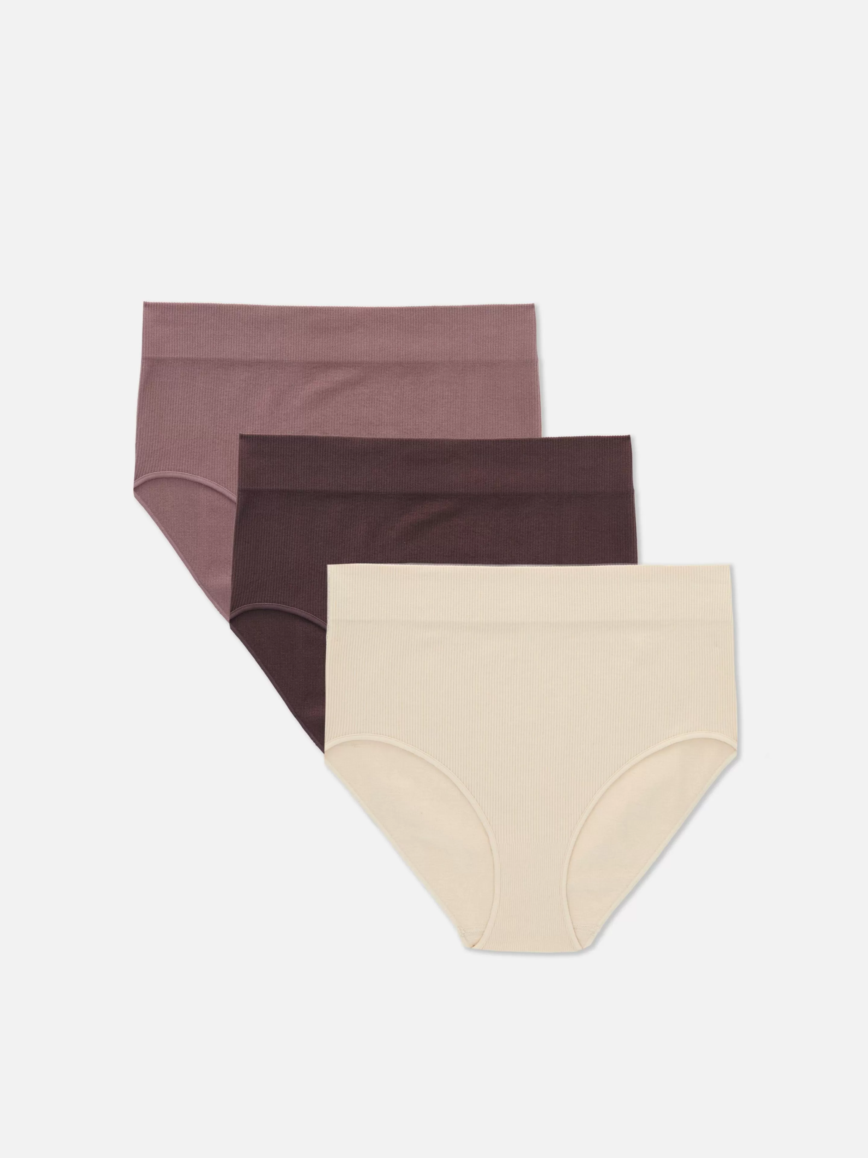 Mujer Primark Bragas | Pack De 3 Braguitas Altas Acanaladas Sin Costuras