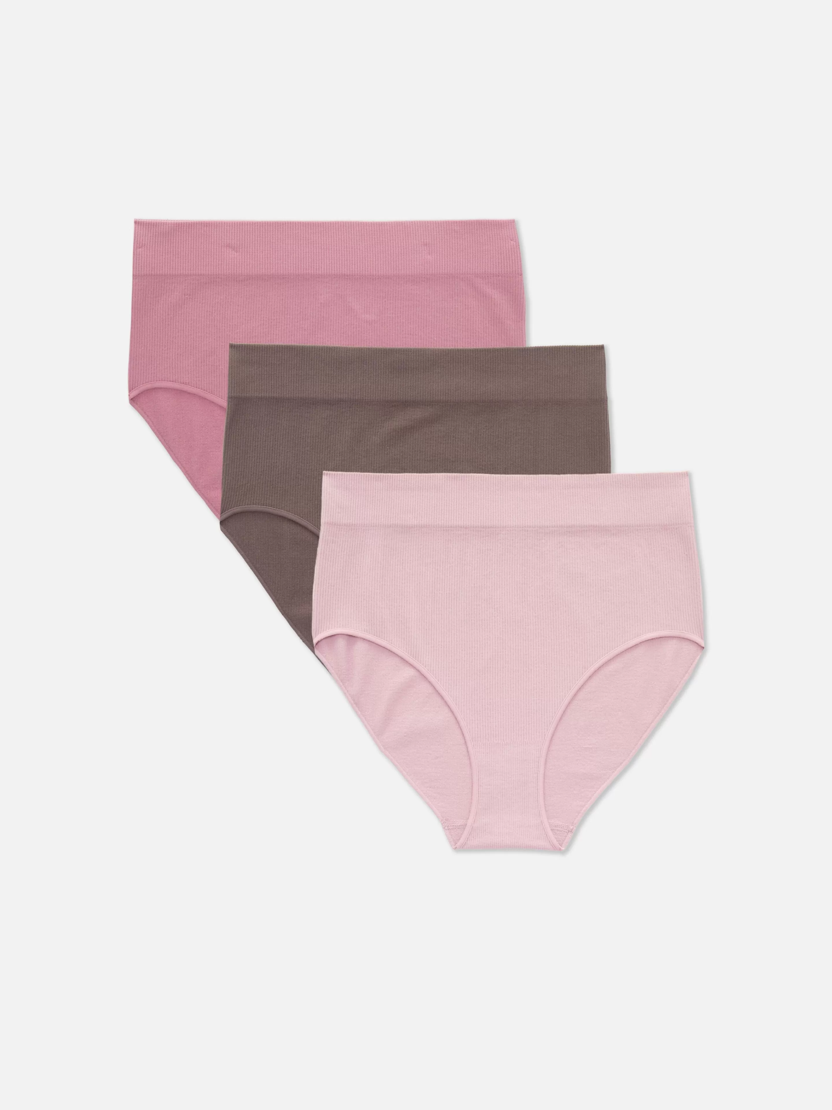 Mujer Primark Bragas | Pack De 3 Braguitas Altas Acanaladas Sin Costuras