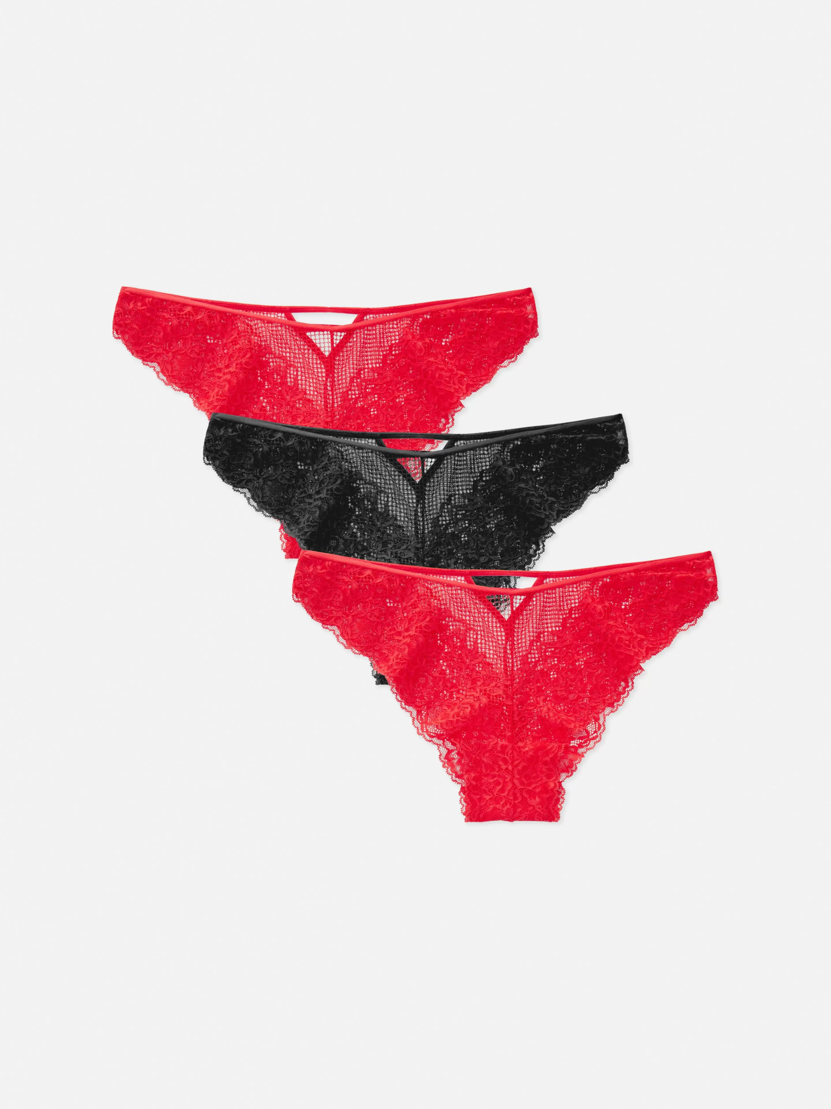 Mujer Primark Bragas | Pack De 3 Braguitas Brasileñas De Encaje Y Red