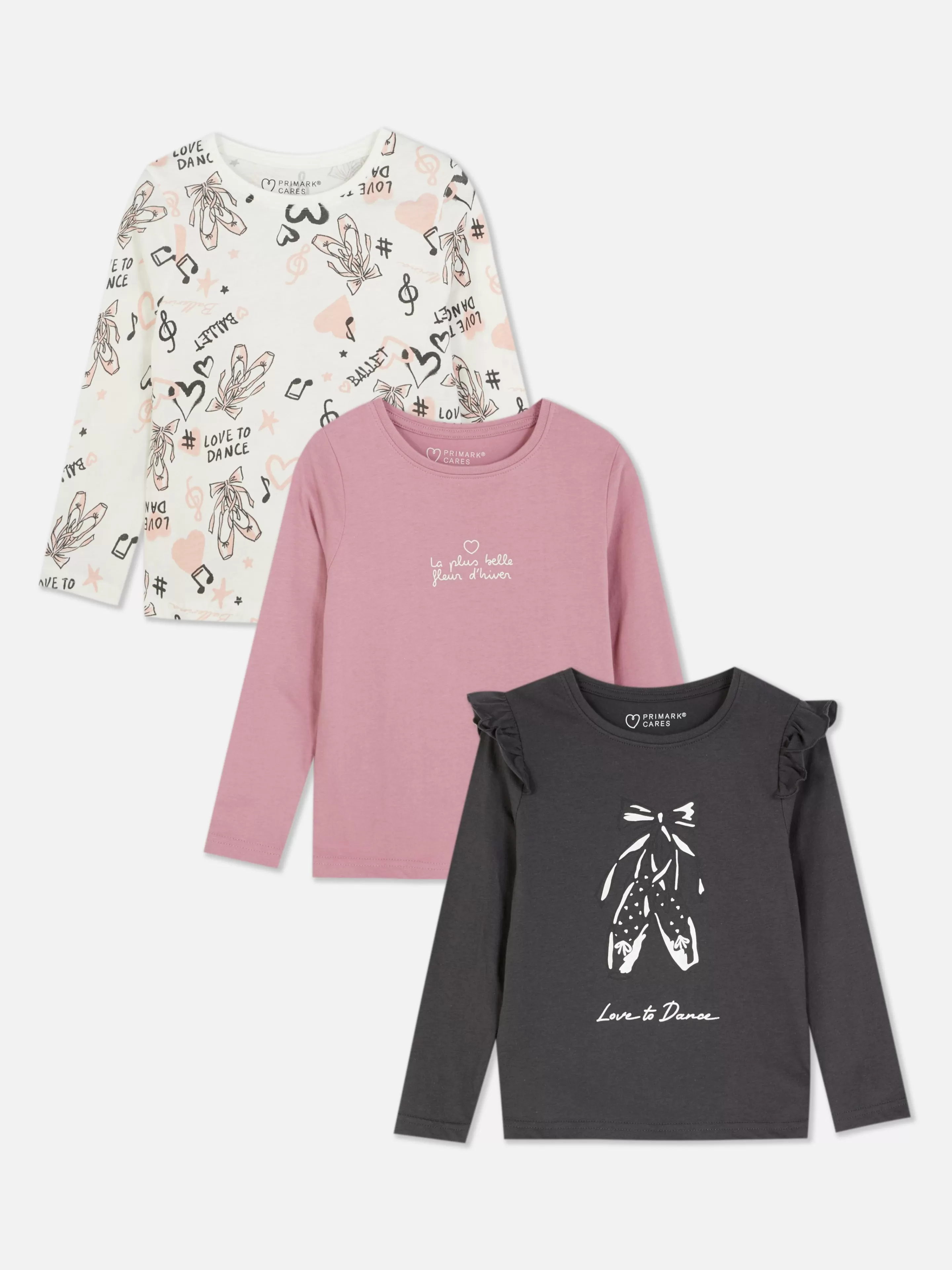 Niños Primark Tops Y Camisetas | Pack De 3 Camisetas Gráficas De Manga Larga