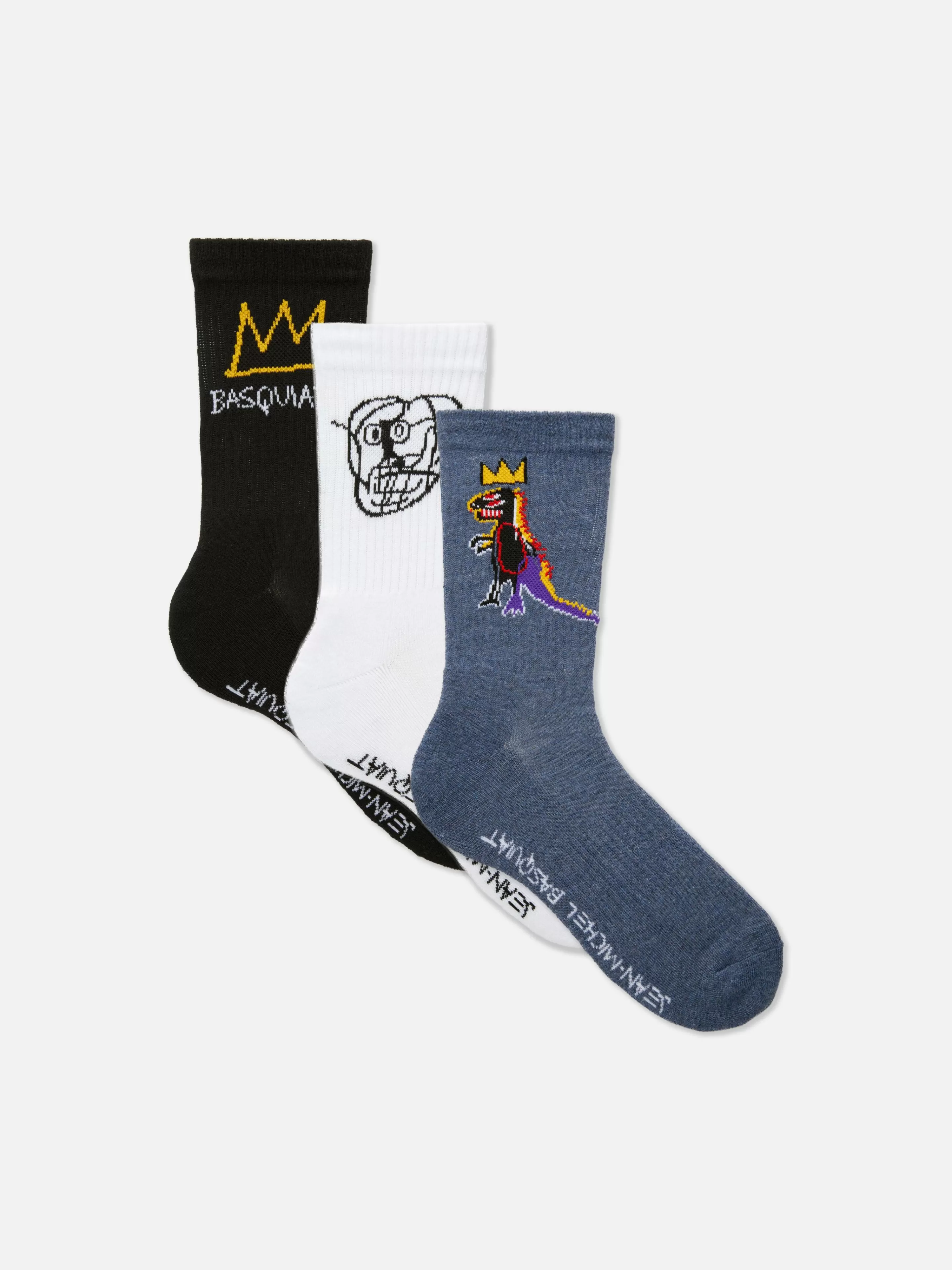 Hombre Primark Calcetines | Pack De 3 Pares De Calcetines Altos De Basquiat