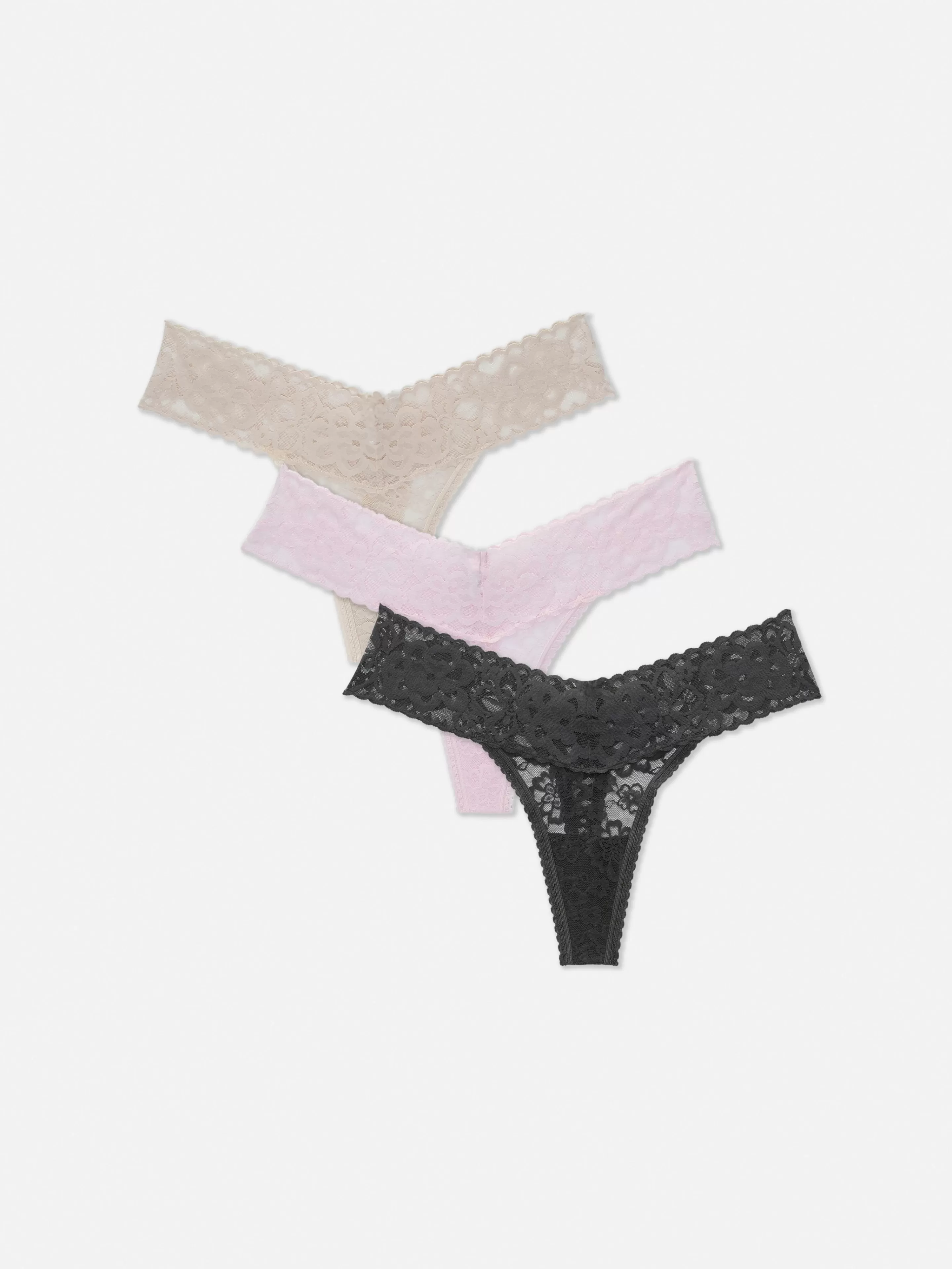 Mujer Primark Bragas | Pack De 3 Tangas Bandeau Florales Con Encaje