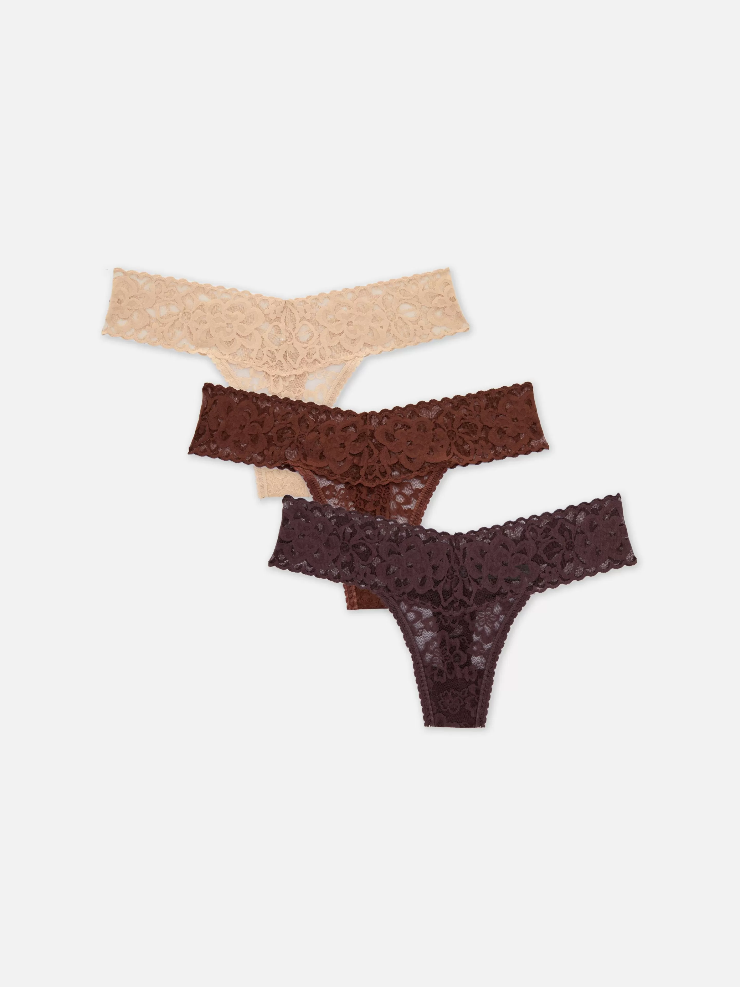 Mujer Primark Bragas | Pack De 3 Tangas Bandeau Florales Con Encaje