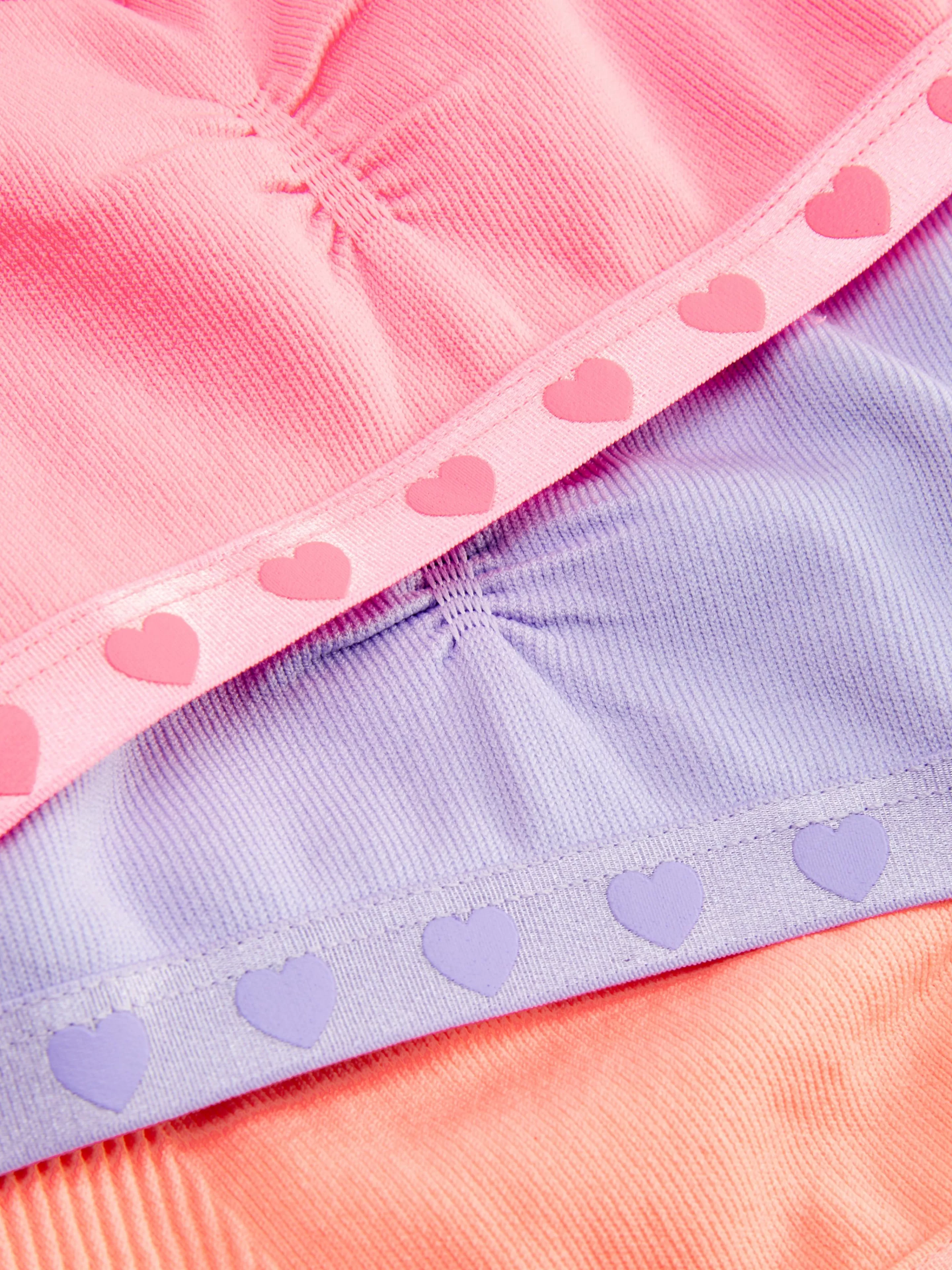 Niños Primark Ropa Interior | Pack De 3 Tops Cortos Sin Costuras Con Corazones