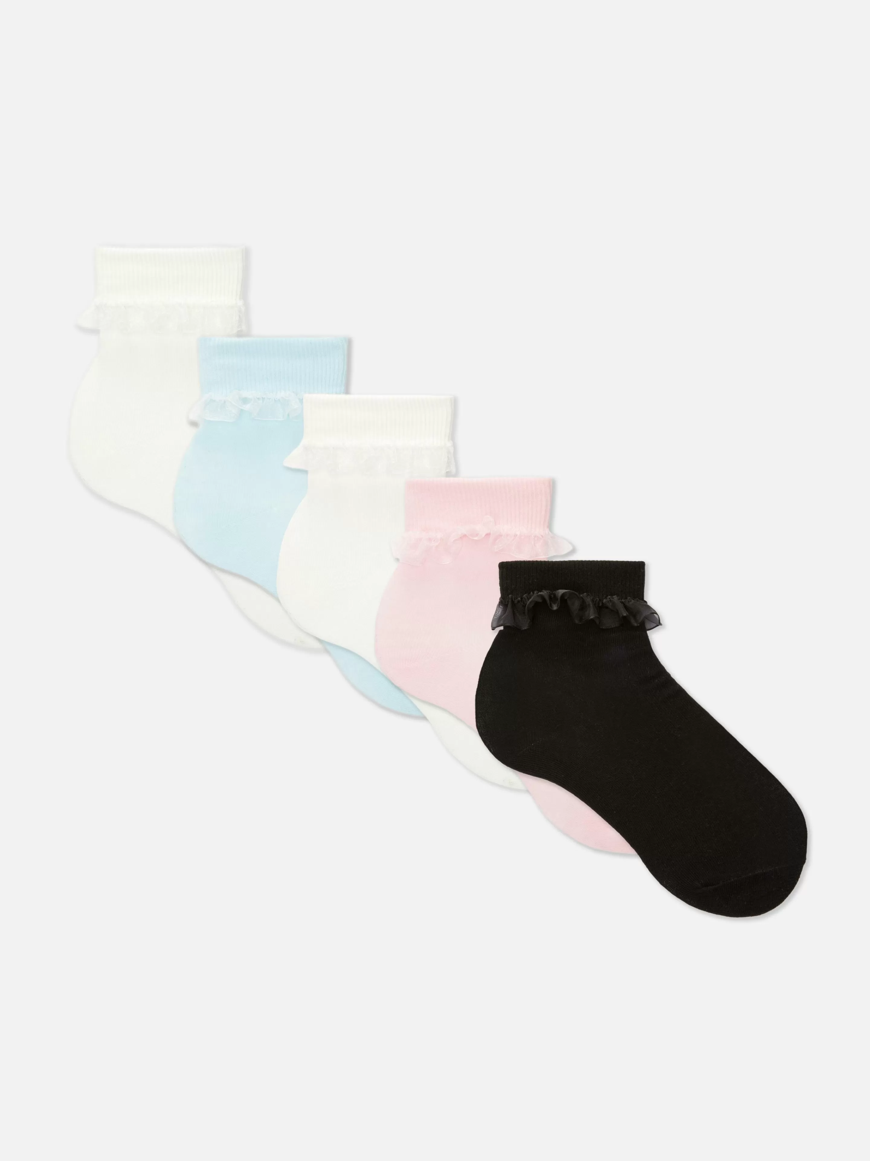 Niños Primark Calcetines Y Medias | Pack De 5 Calcetines Con Ribete De Volantes