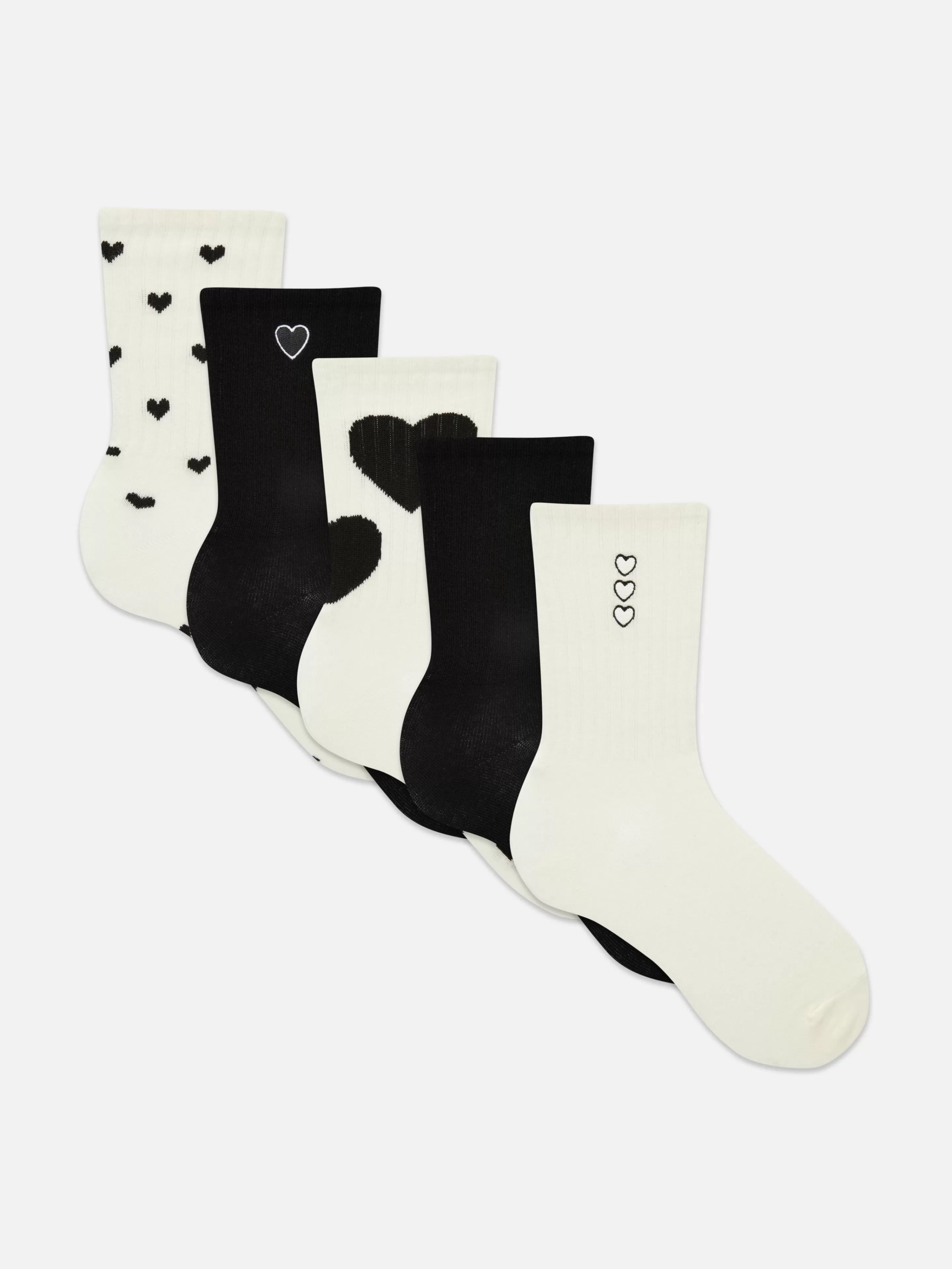 Mujer Primark Calcetines | Pack De 5 Pares De Calcetines Altos Con Corazones