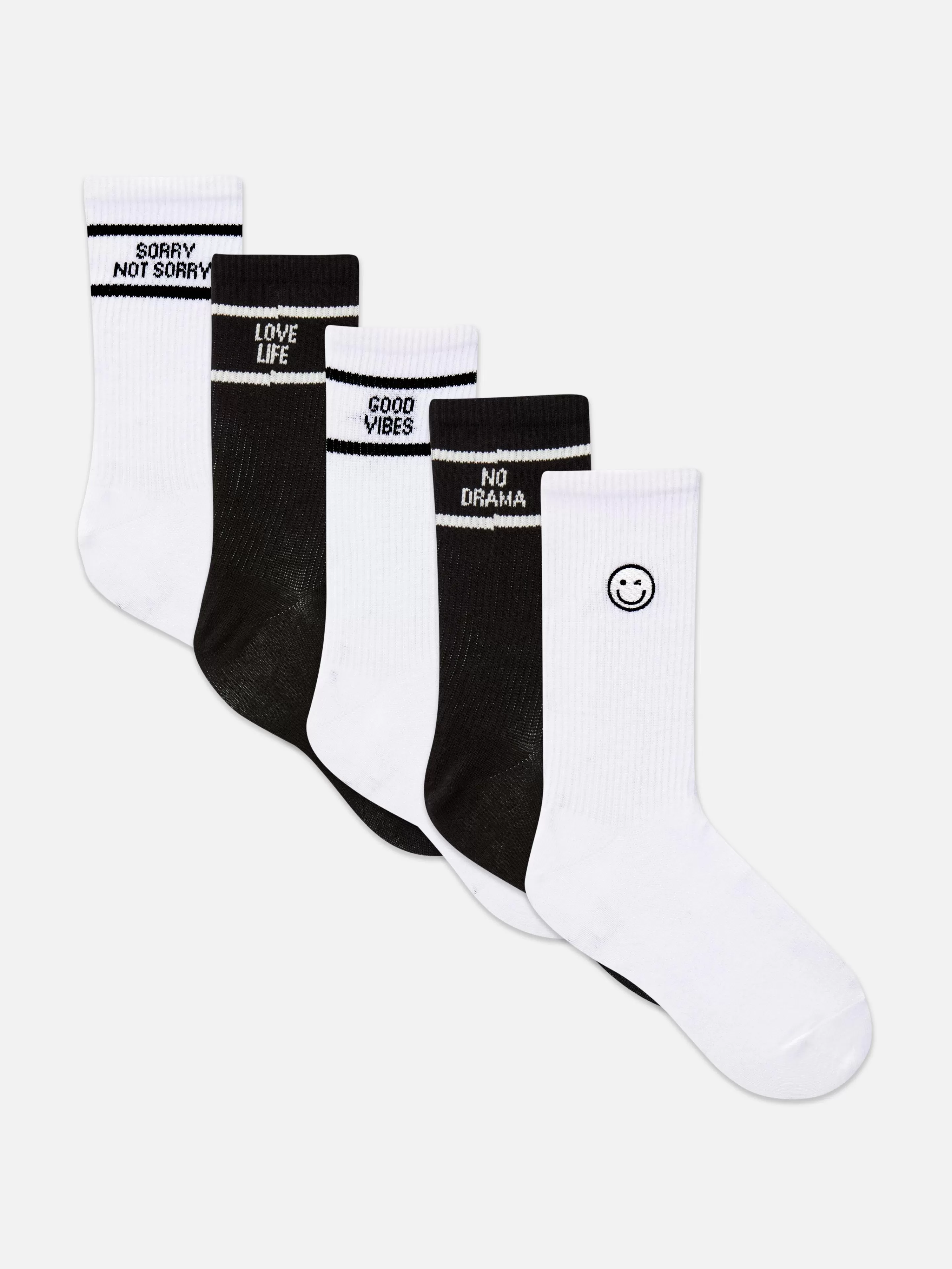 Mujer Primark Calcetines | Pack De 5 Pares De Calcetines Altos Con Eslogan