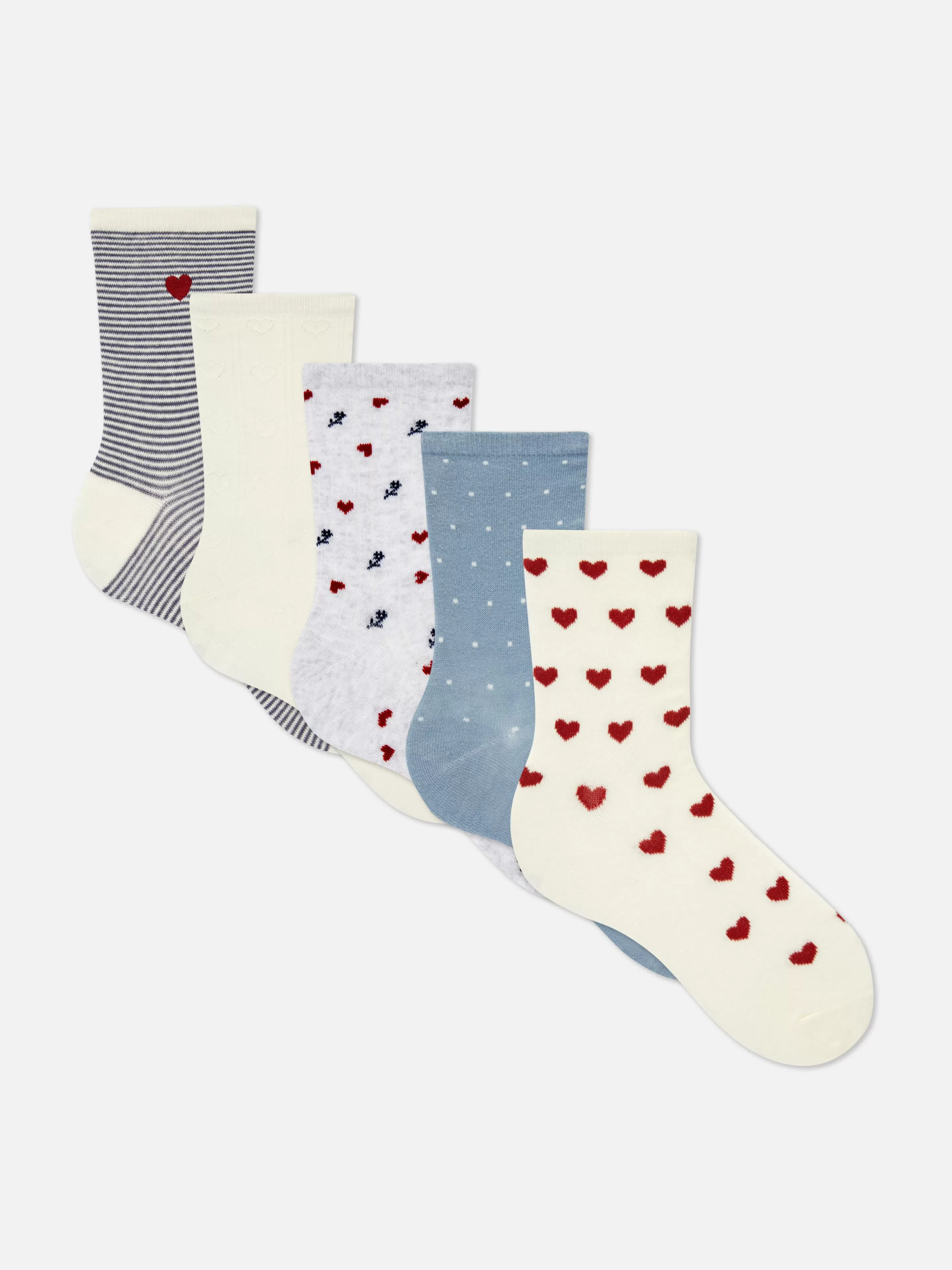 Mujer Primark Calcetines | Pack De 5 Pares De Calcetines Sport Con Corazones