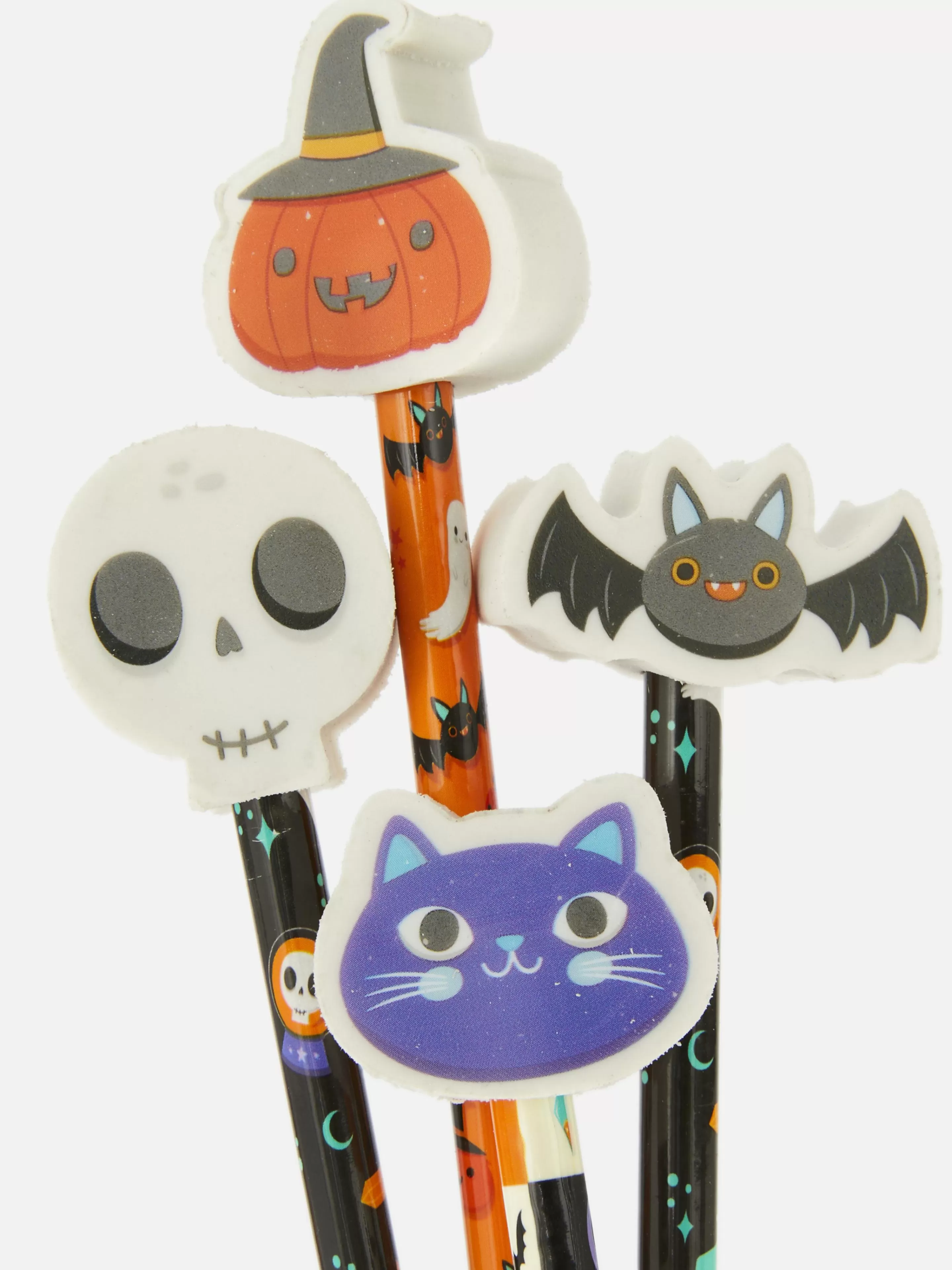 Niños Primark Decoración Y Regalos De Halloween | Accesorios De Halloween | Pack De 6 Lápices Con Goma De Halloween