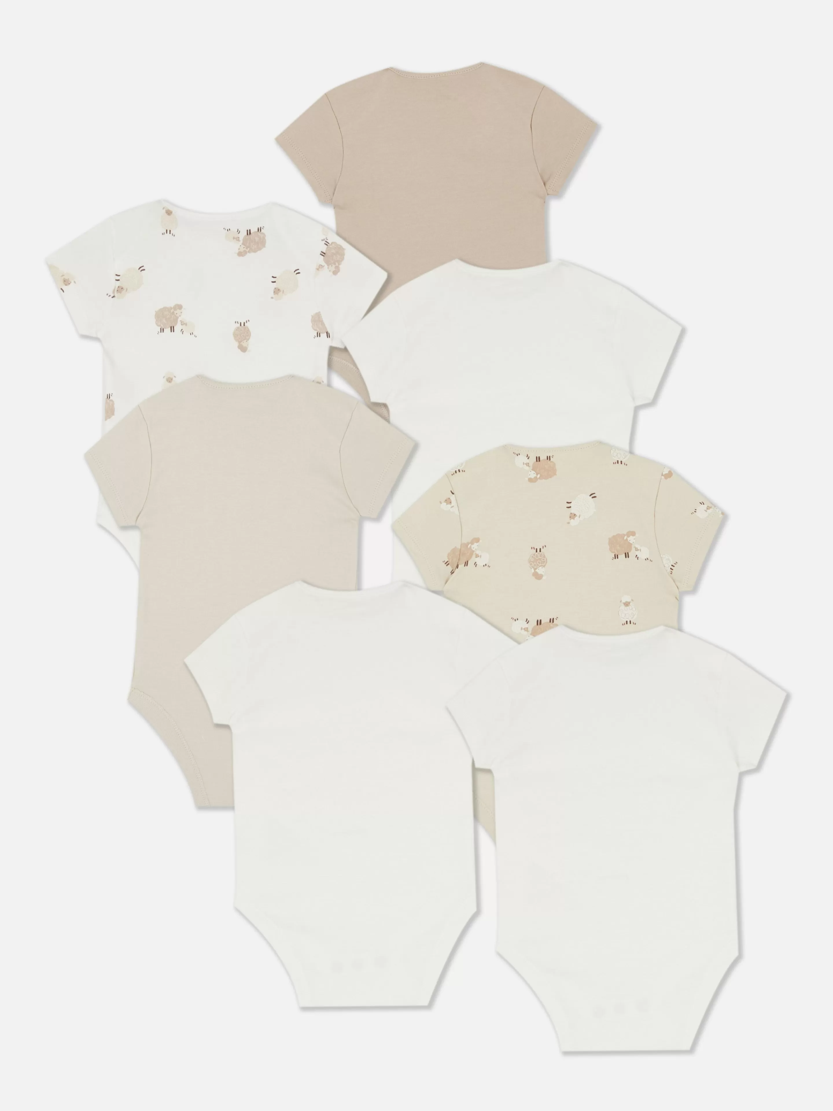 Primark Bodis Y Camisetas Sin Mangas | Pack De 7 Bodis De Manga Corta Con Ovejitas