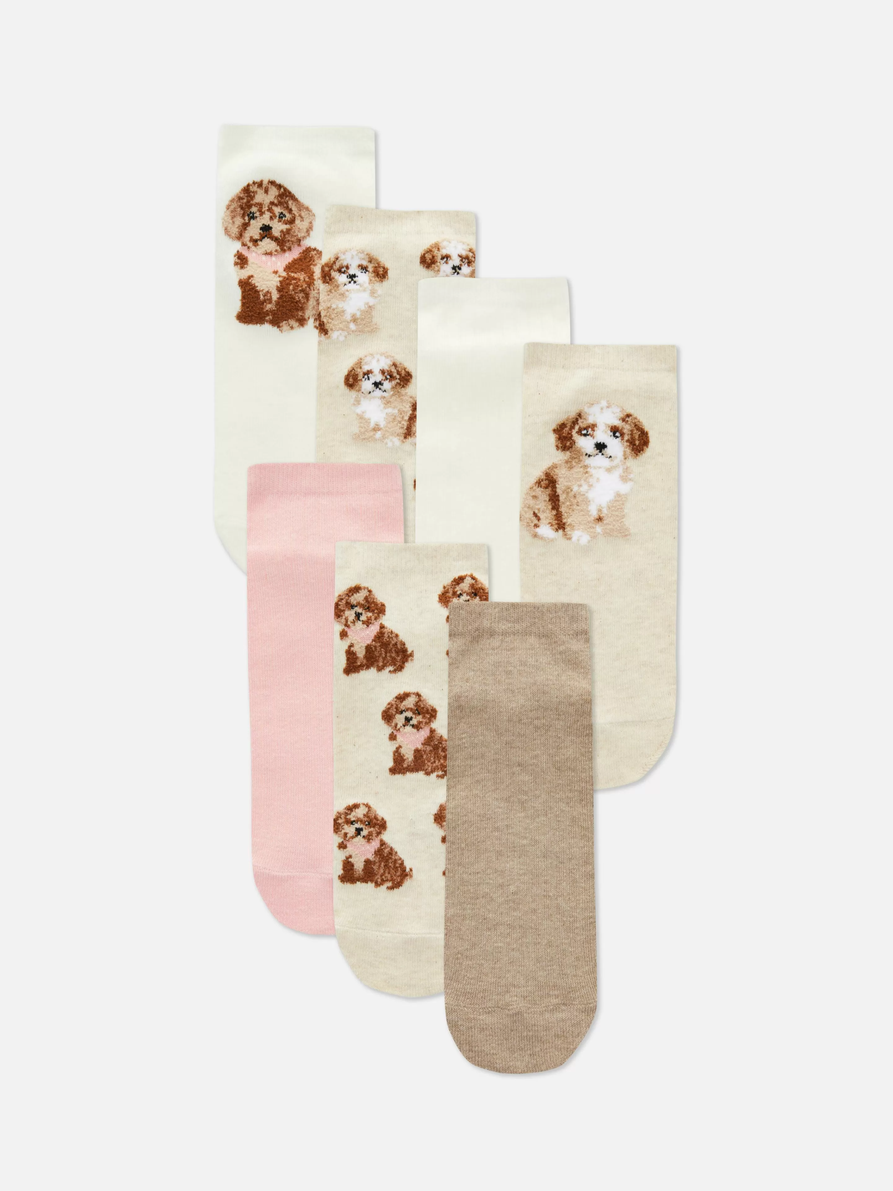 Mujer Primark Calcetines | Pack De 7 Calcetines Altos Con Perritos