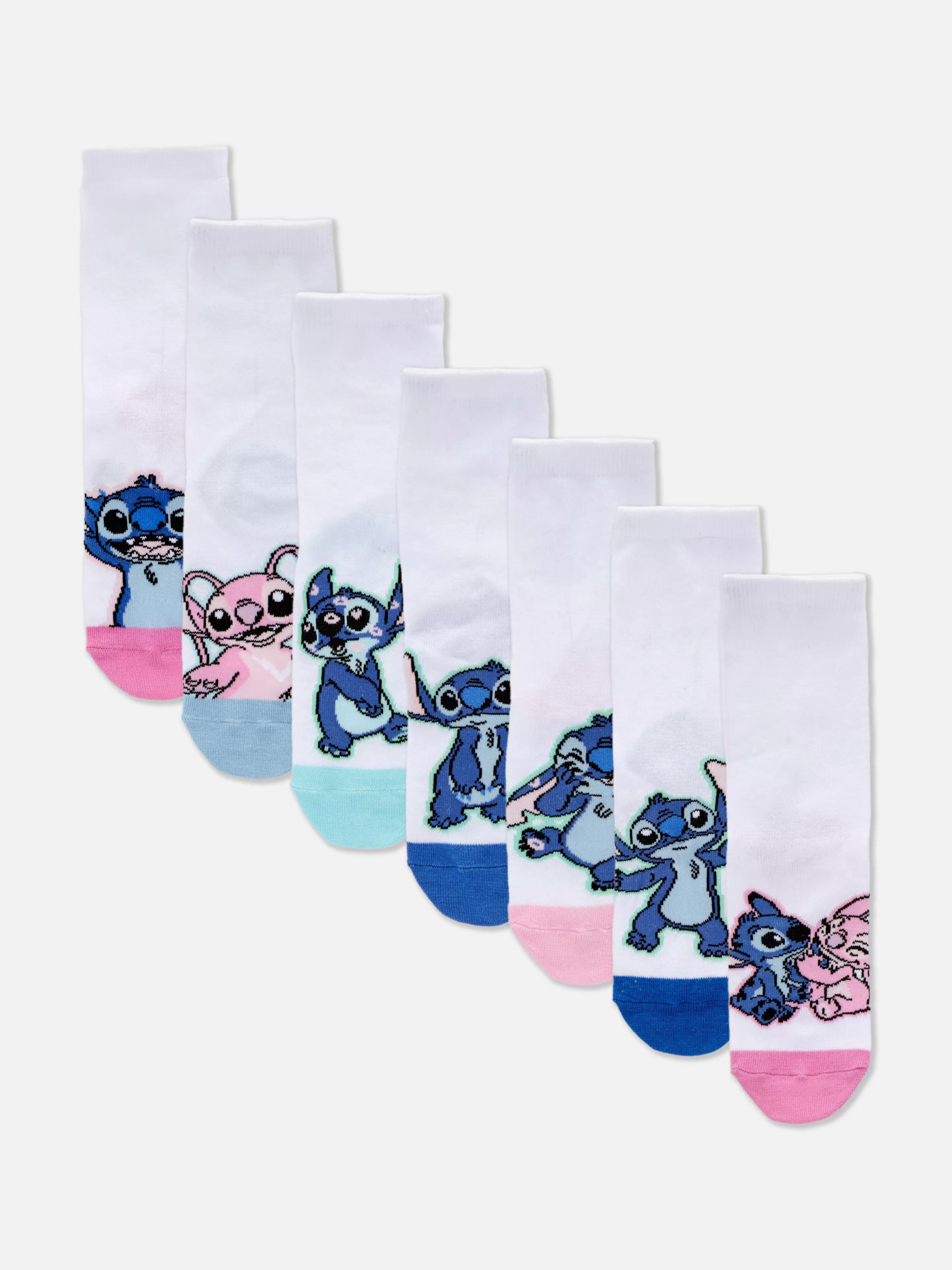 Niños Primark Calcetines Y Medias | Pack De 7 Calcetines Bajos De Stitch Y Ángel