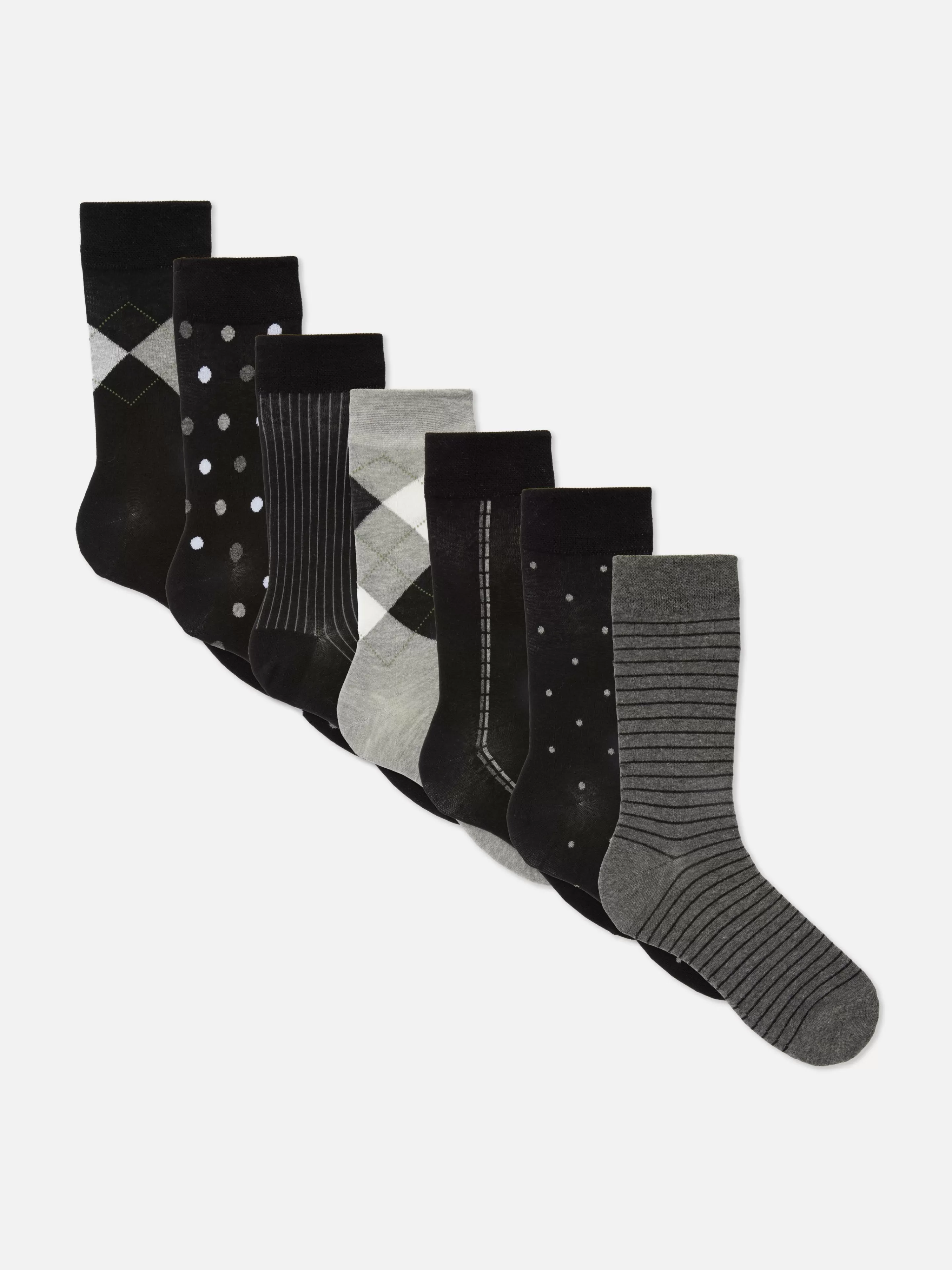 Hombre Primark Calcetines | Pack De 7 Pares De Calcetines Altos Surtidos