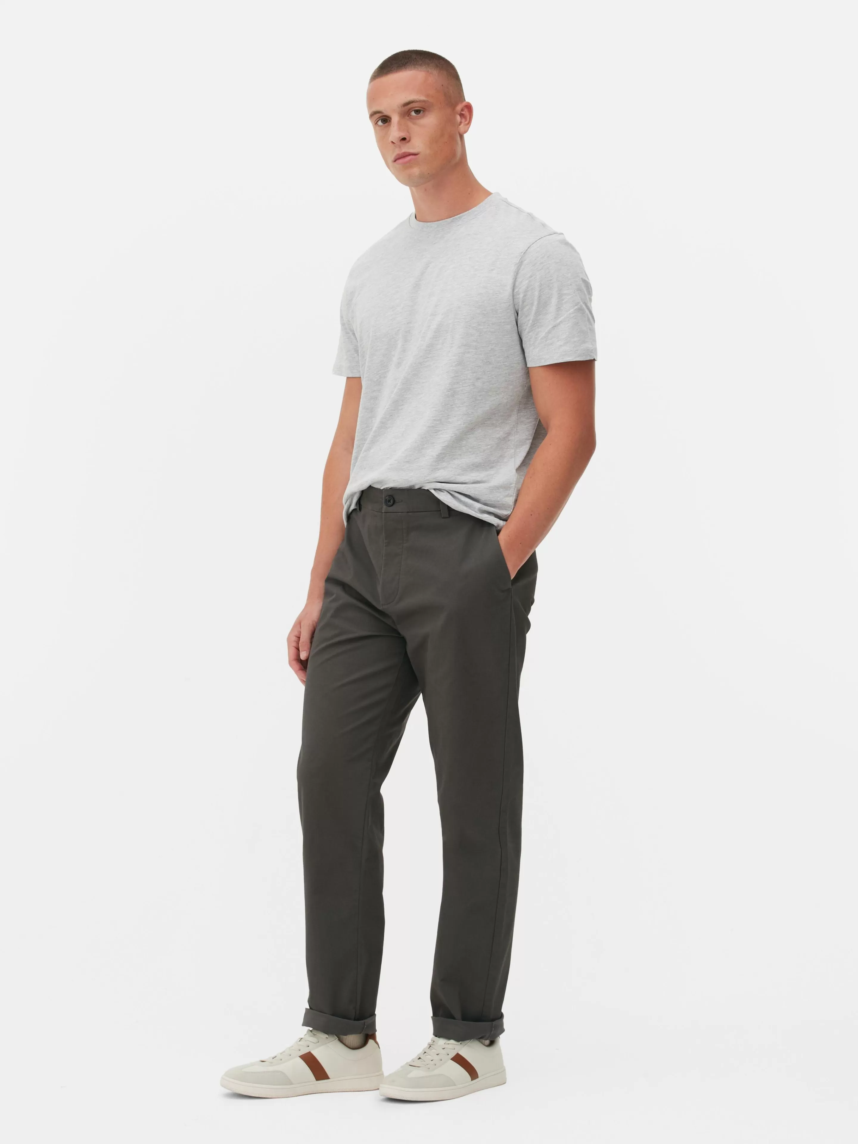 Hombre Primark Pantalón | Pantalón Chino Elástico De Pernera Recta