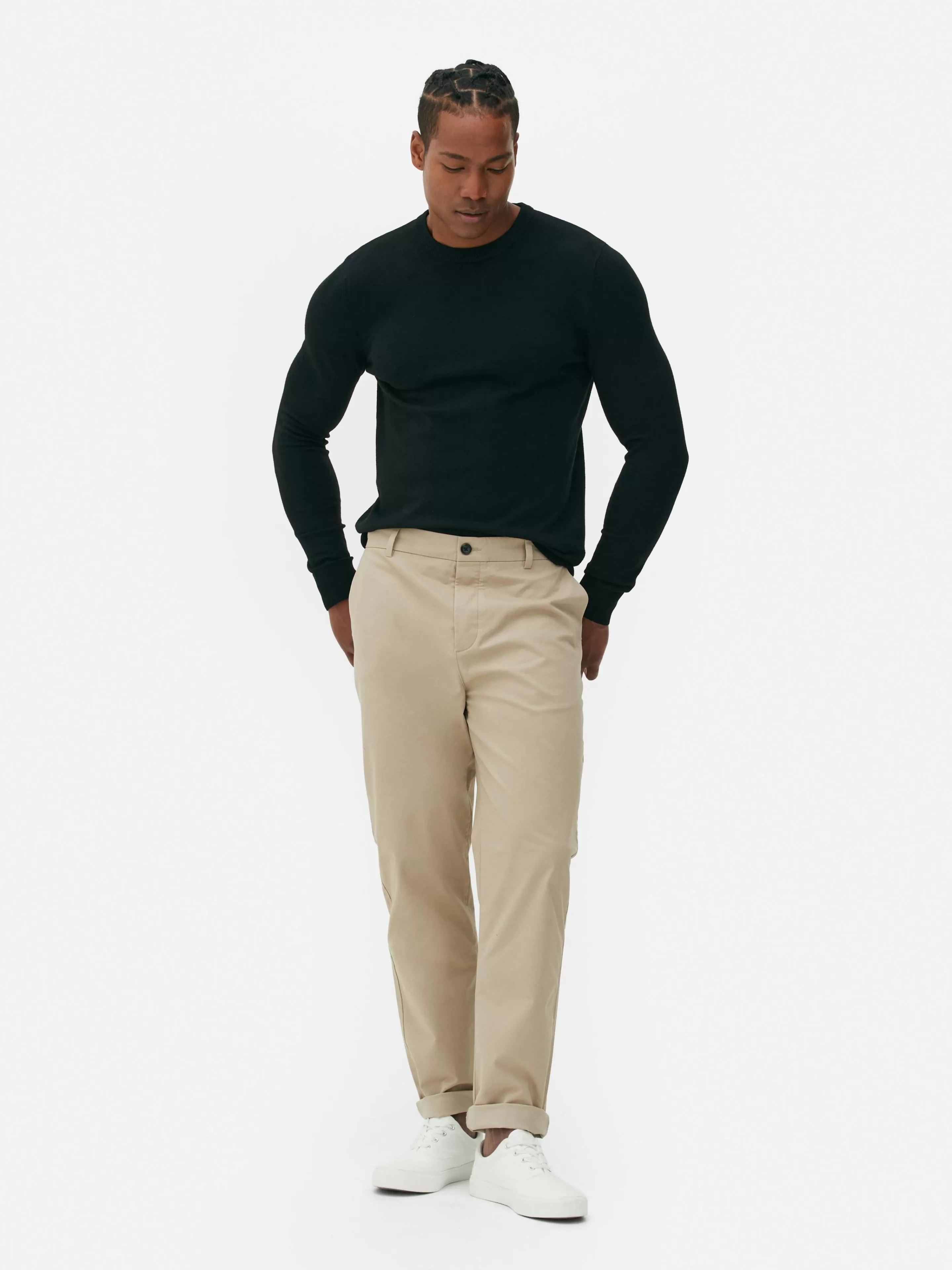 Hombre Primark Pantalón | Pantalón Chino Elástico De Pernera Recta