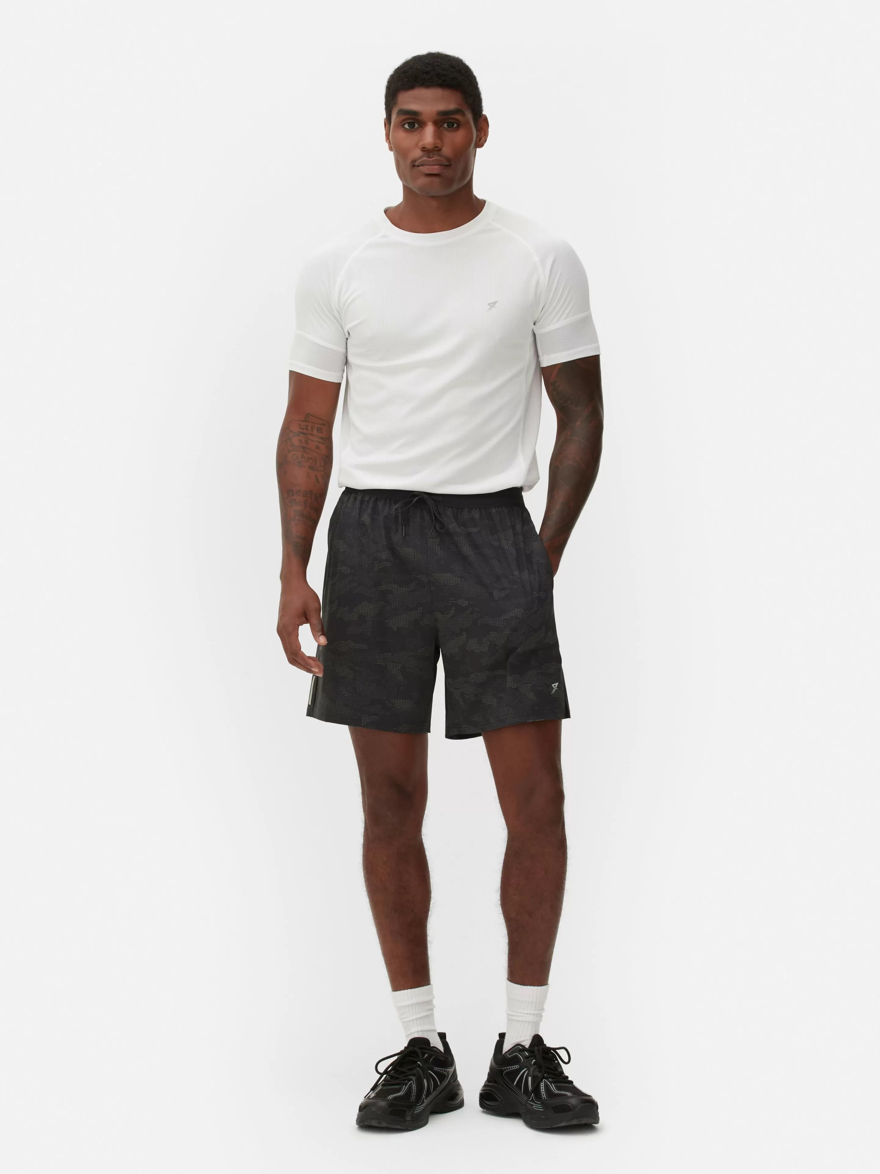 Hombre Primark Pantalones Cortos | Ropa Deportiva | Pantalón Corto Deportivo Con Estampado Reflectante