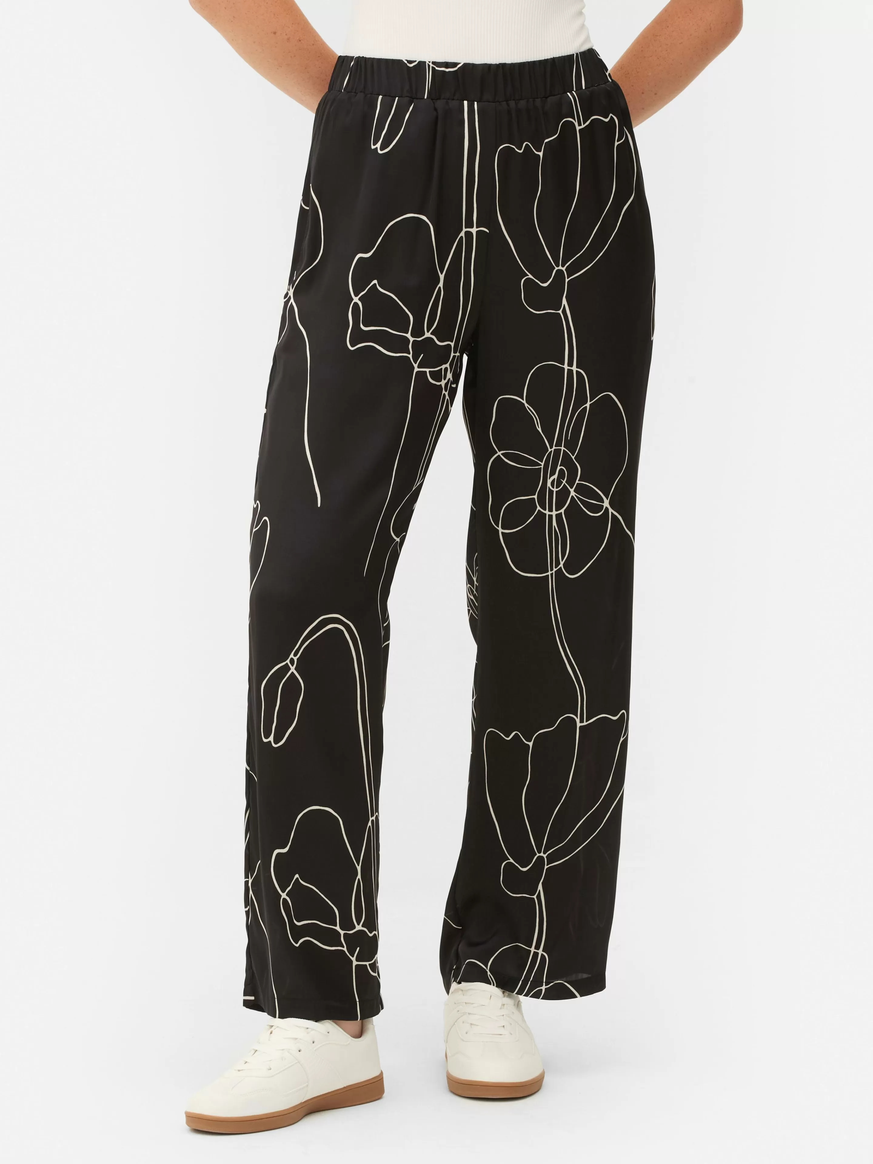 Mujer Primark Pantalones Y Leggings | Pantalones Con Estampado Floral De Satén Combinables