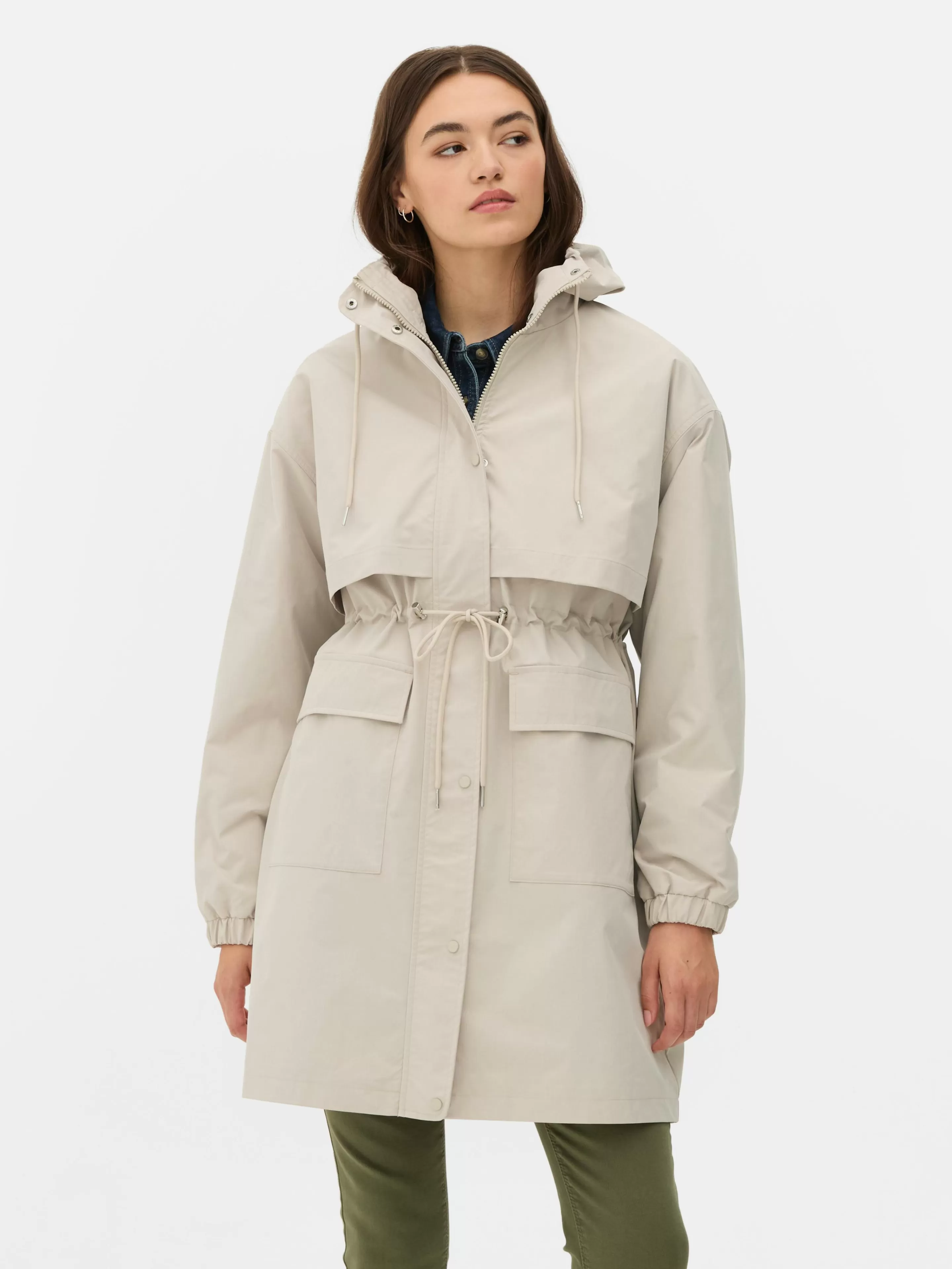 Mujer Primark Abrigos Y Chaquetas | Parka Impermeable Con Cordón De Ajuste