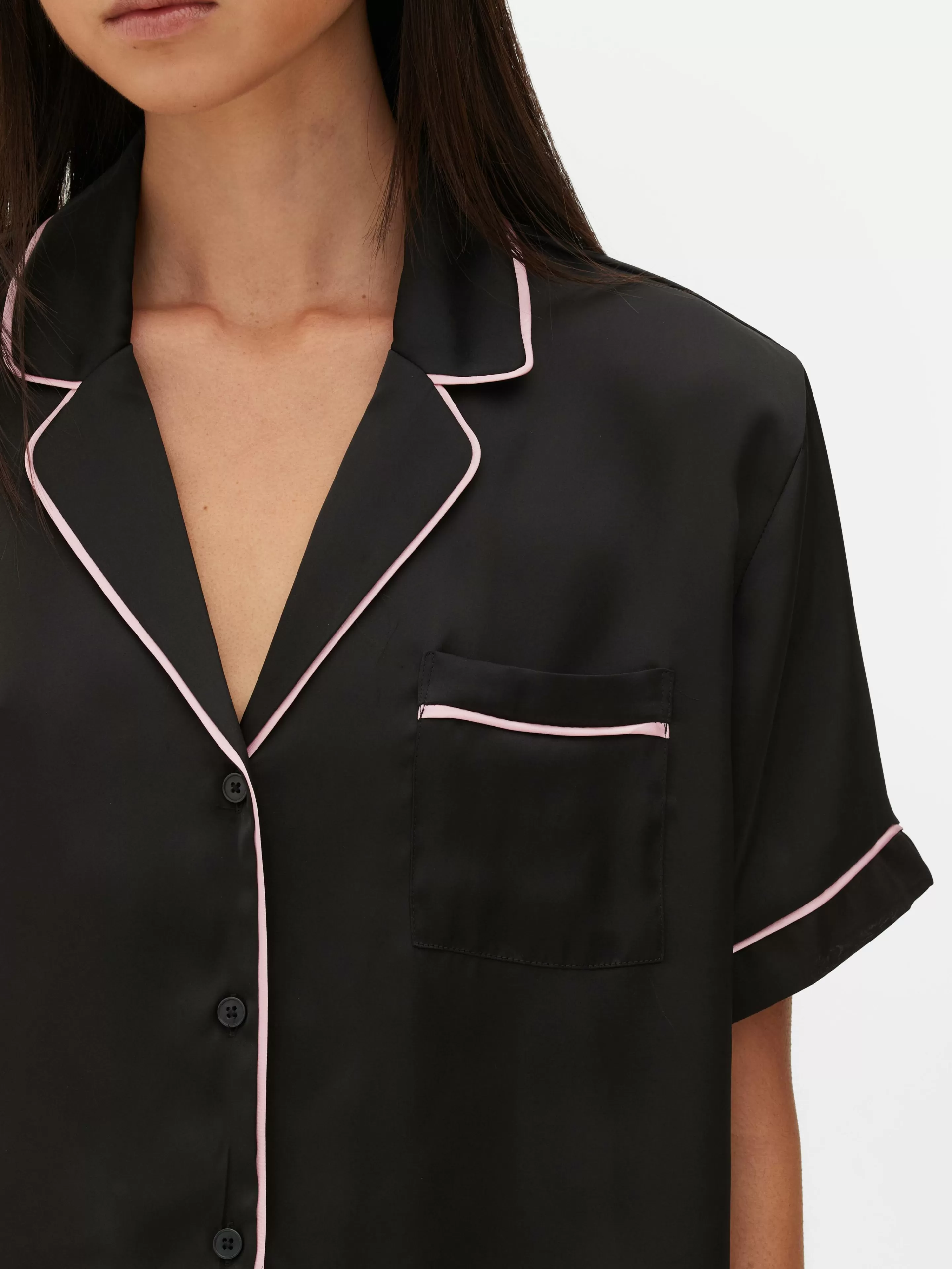 Mujer Primark Sets De Pijamas | Pijama Con Camisa Y Pantalón Corto De Satén