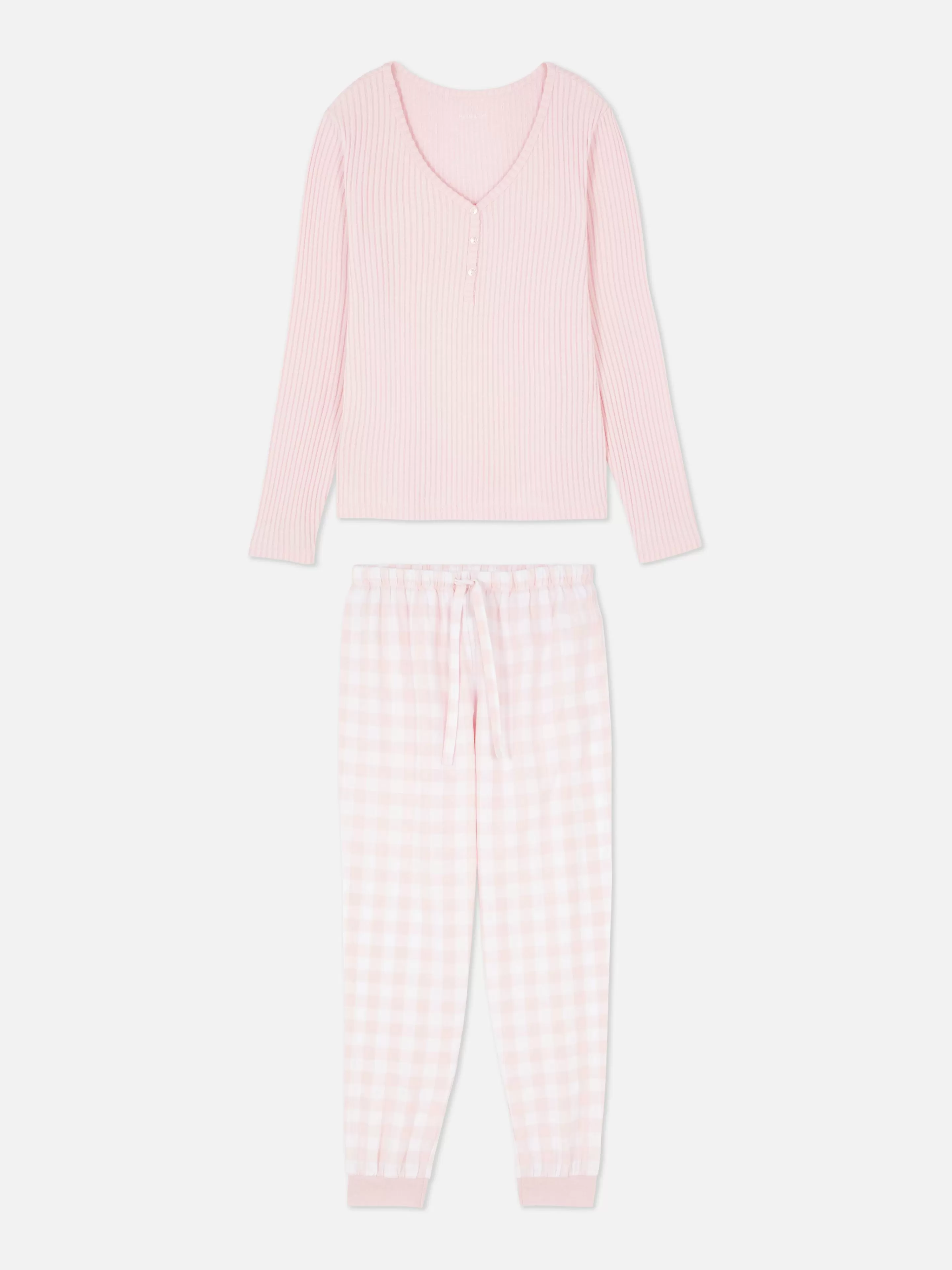 Mujer Primark Sets De Pijamas | Pijama Con Camiseta De Cuello Henley Y Pantalones