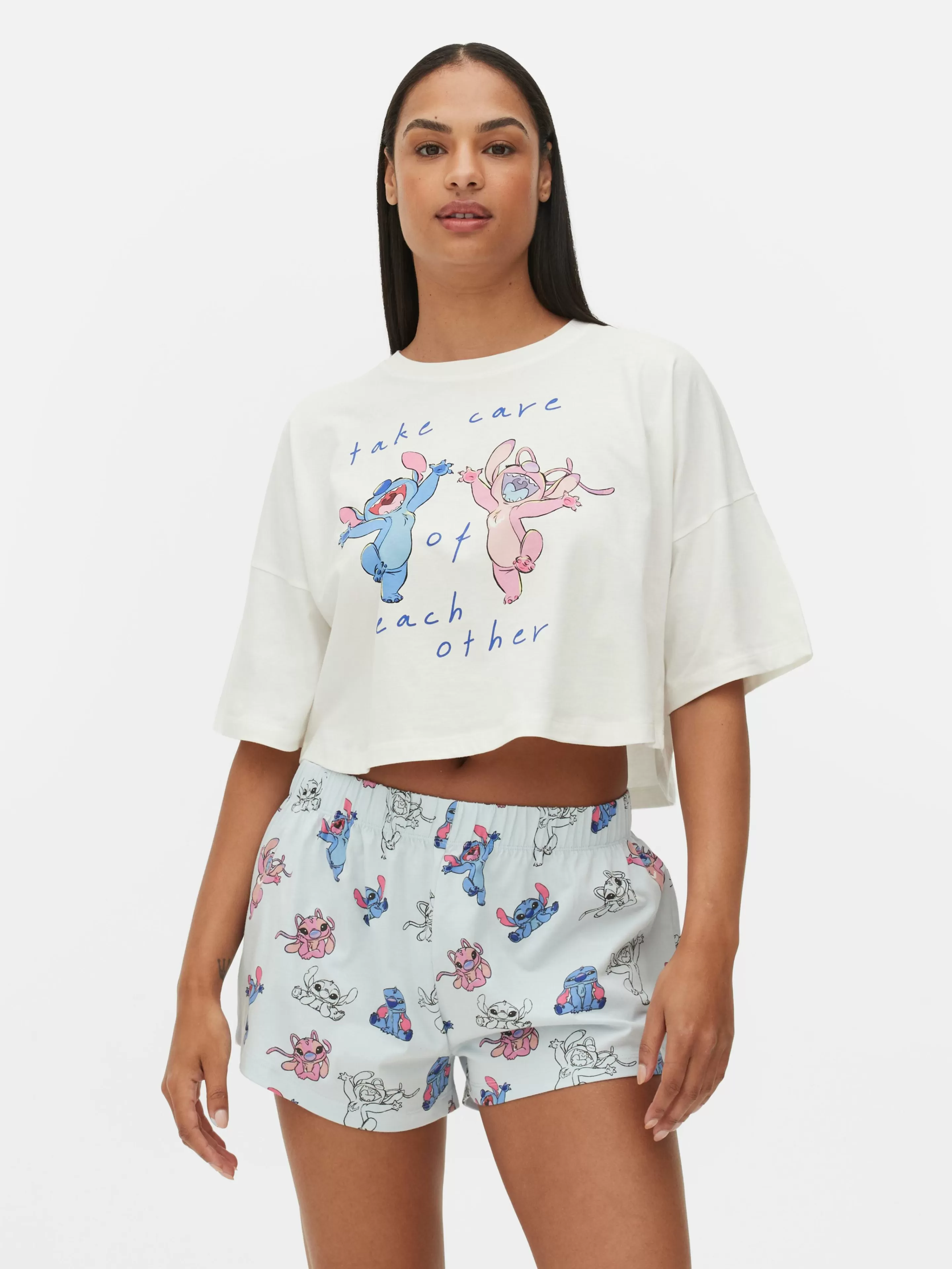 Mujer Primark Sets De Pijamas | Pijama Corto De Stitch Y Ángel De Disney