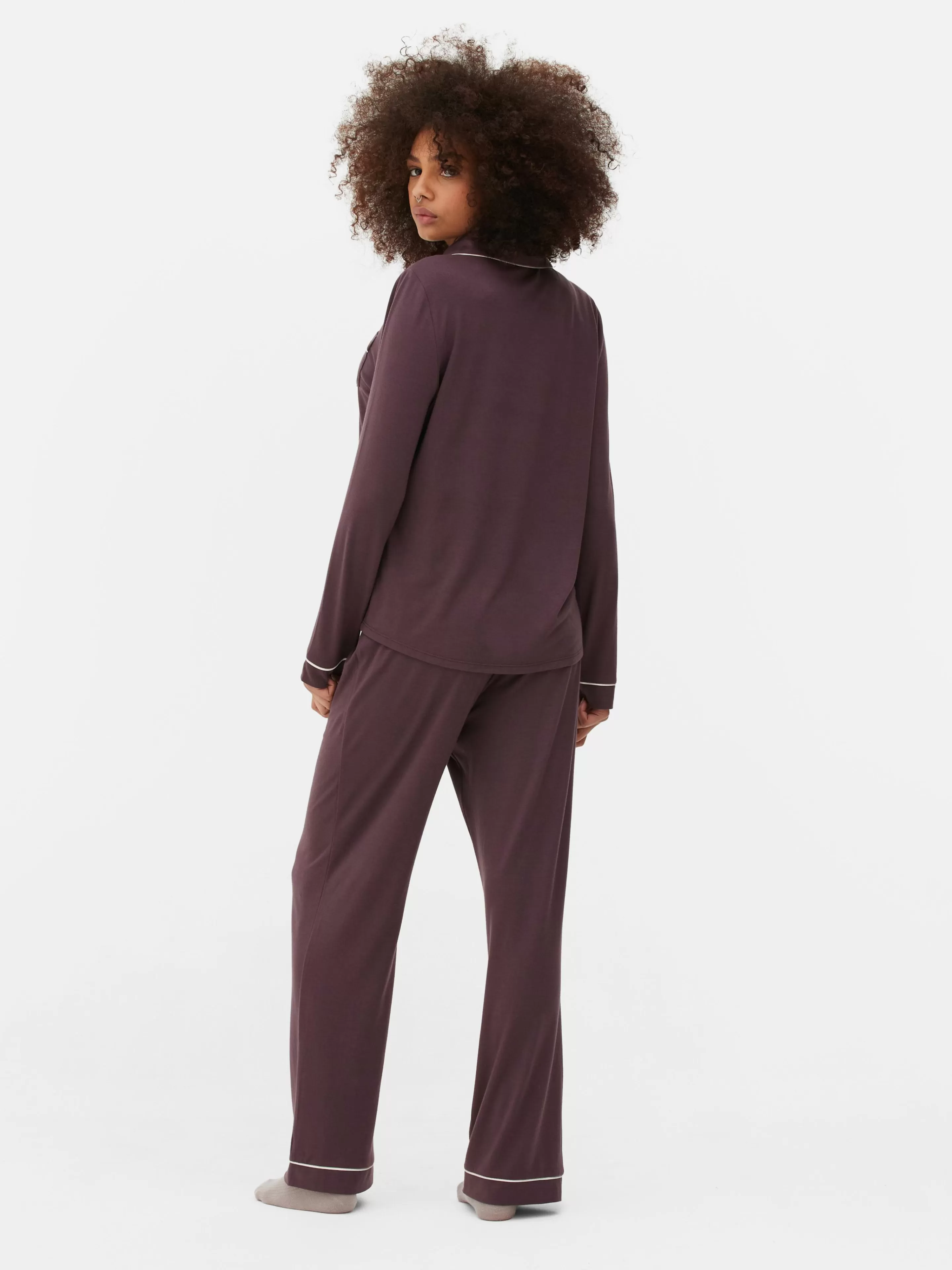 Mujer Primark Sets De Pijamas | Pijama De Punto Y Manga Larga De Corte Masculino