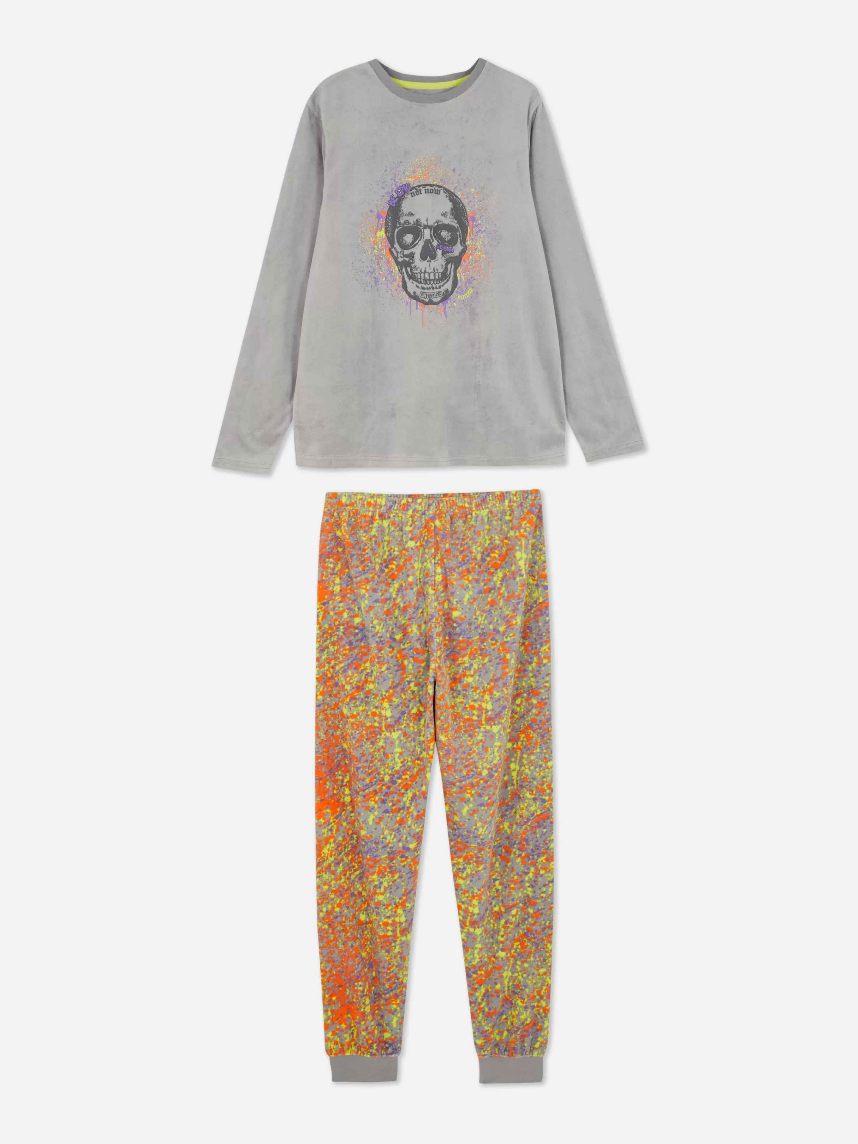 Niños Primark Pijamas Y Ropa Para Dormir | Pijama De Velvetón Con Calavera Y Pintura