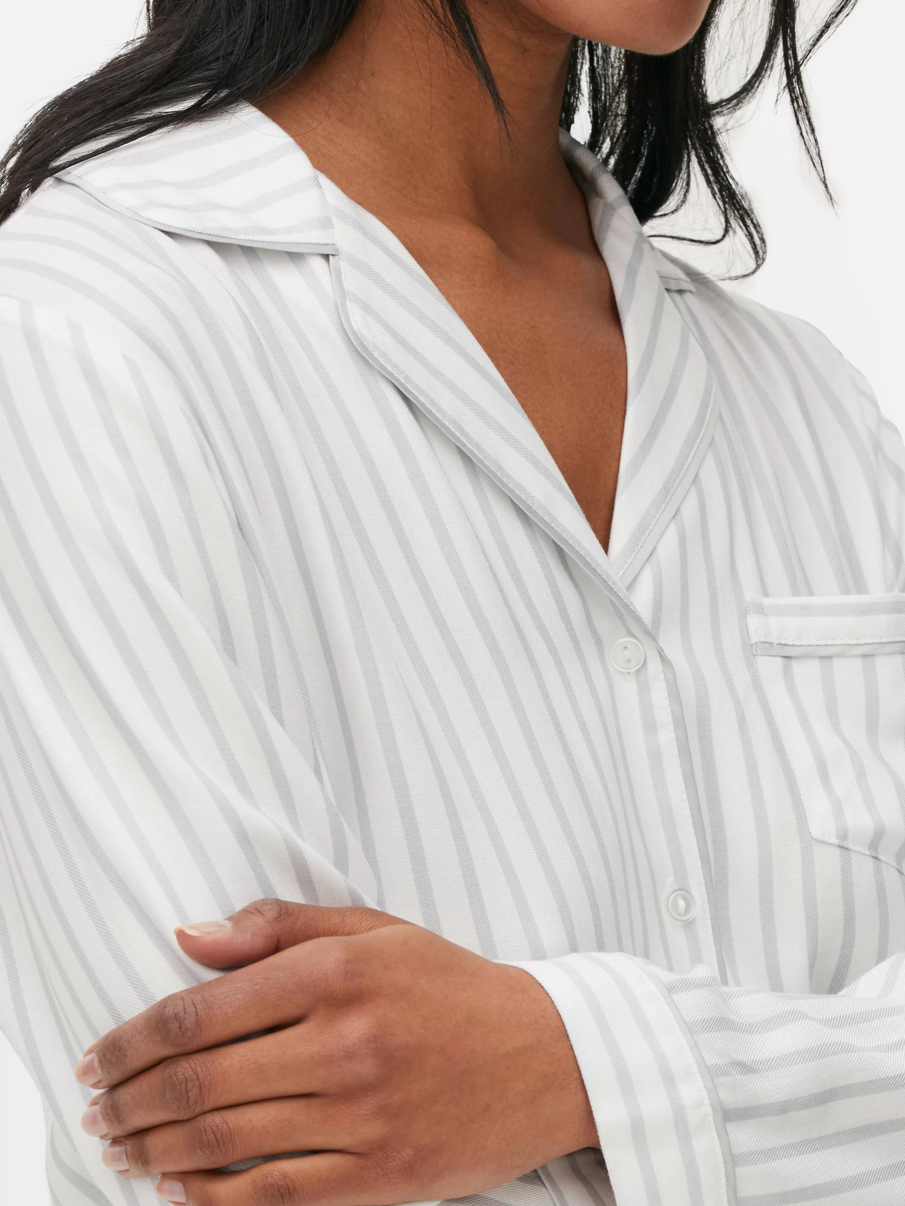 Mujer Primark Sets De Pijamas | Pijama Largo A Rayas De Corte Boyfriend