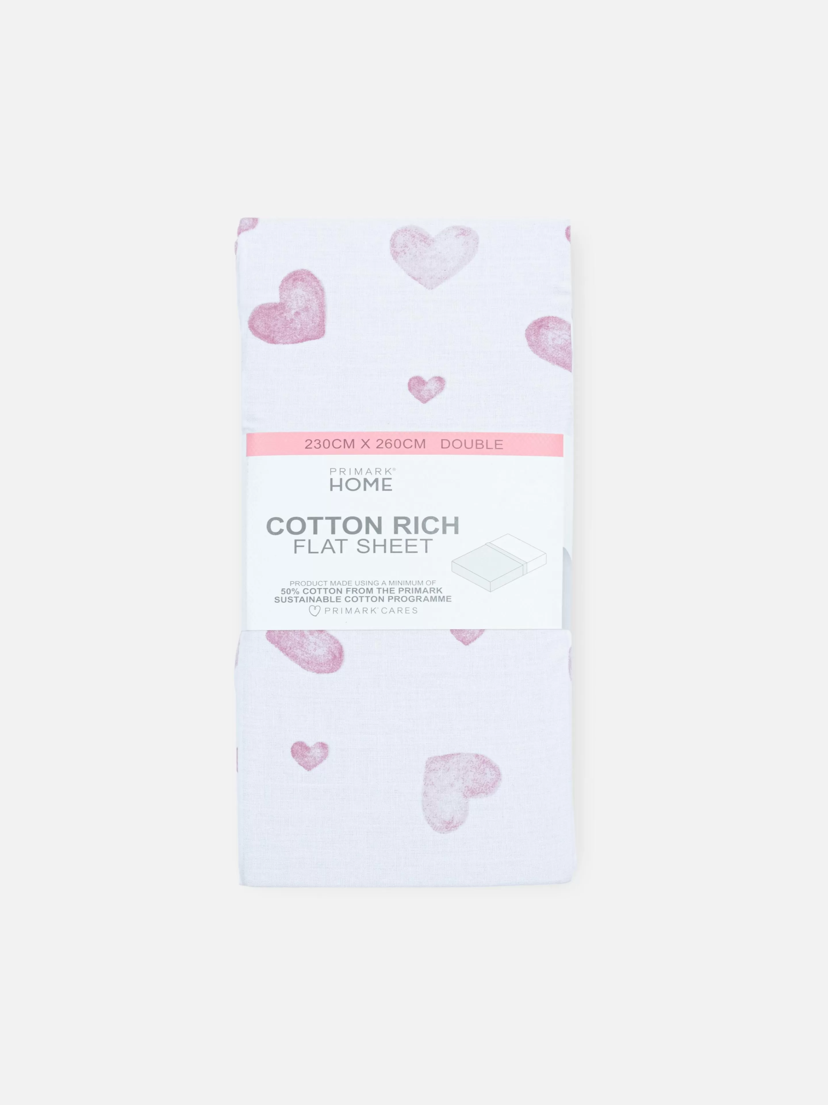Primark Sábanas Y Fundas De Almohada | Sábana Encimara Para Cama Doble Con Corazones