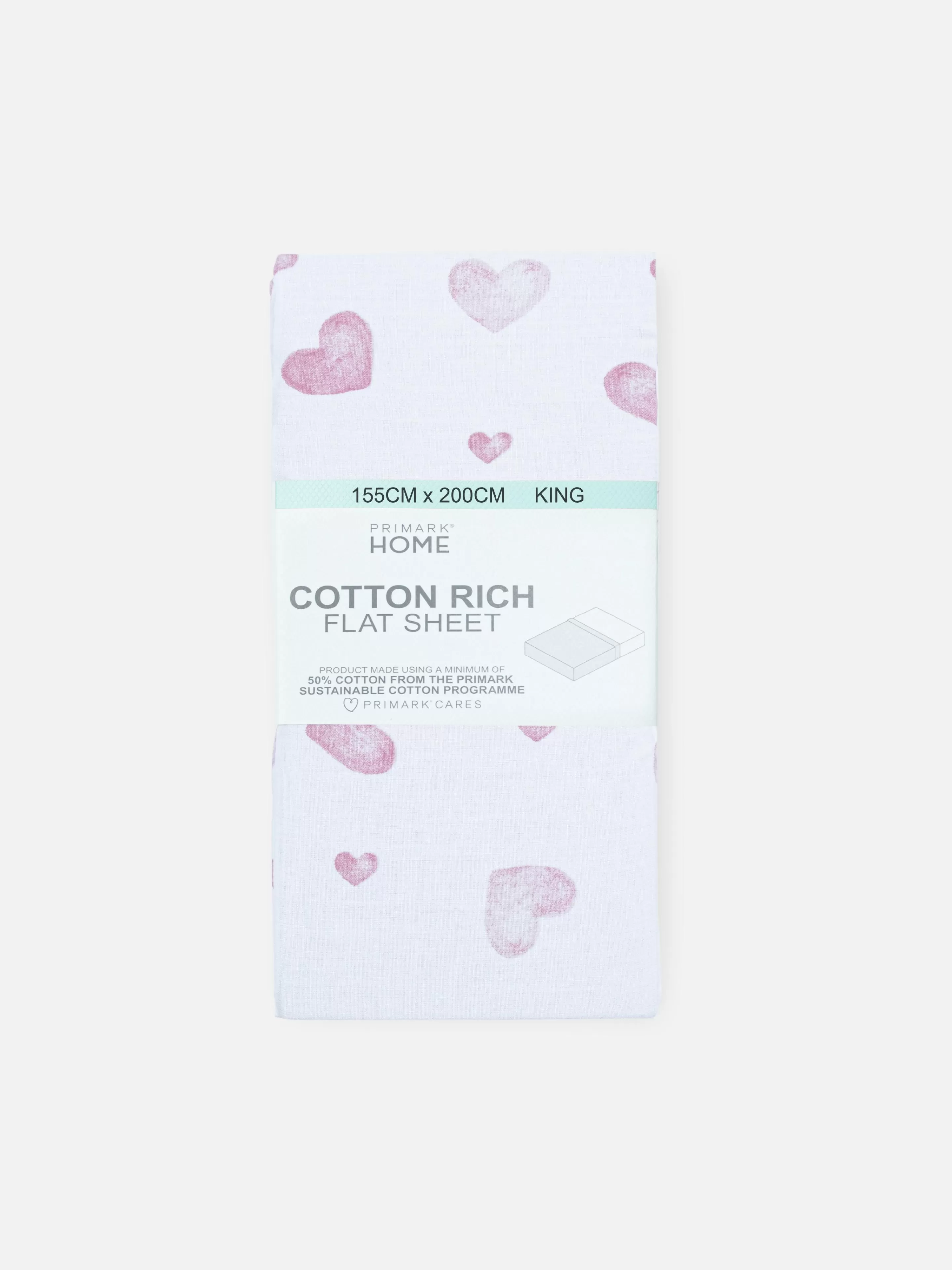 Primark Sábanas Y Fundas De Almohada | Sábana Encimera Con Corazones Para Cama King Size