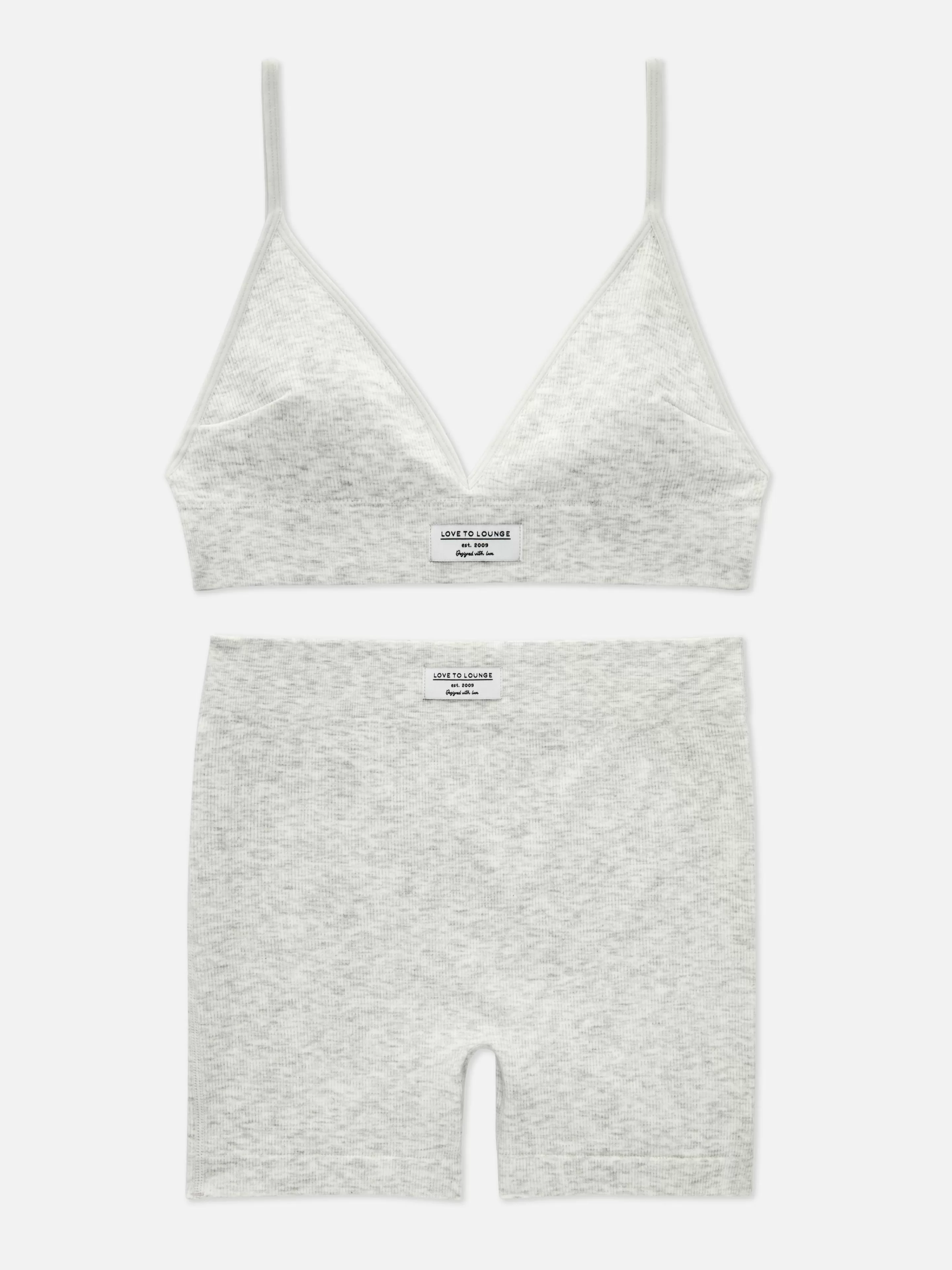 Mujer Primark Sets De Lencería | Sets De Pijamas | Set De Bralette Y Pantalones Cortos Acanalados