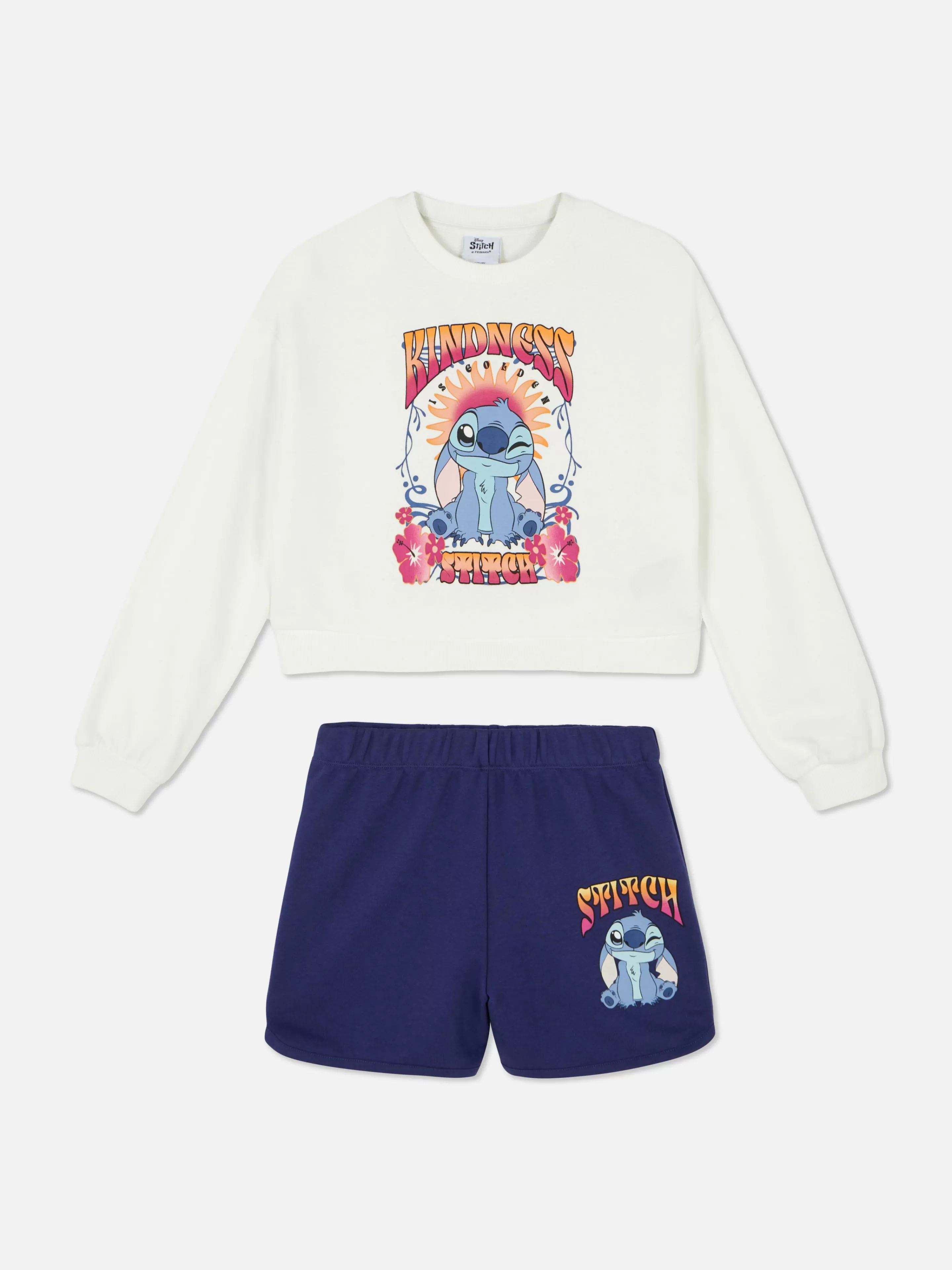 Niños Primark Sudaderas Con Y Sin Capucha | Conjuntos Y Sets | Set De Sudadera Y Pantalón Corto De Stitch De Disney