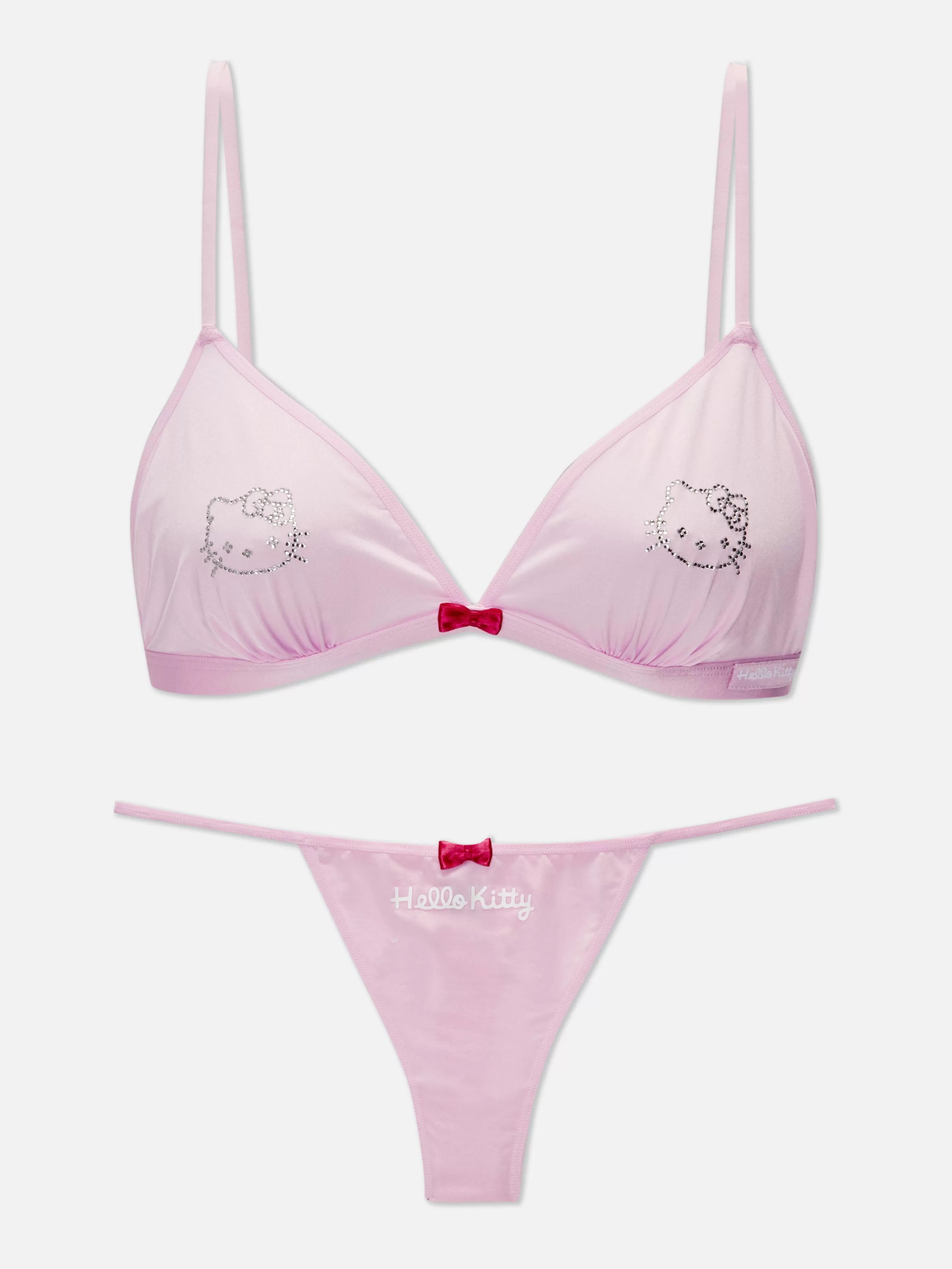 Mujer Primark Sets De Lencería | Set De Sujetador Y Tanga Con Strass De Hello Kitty