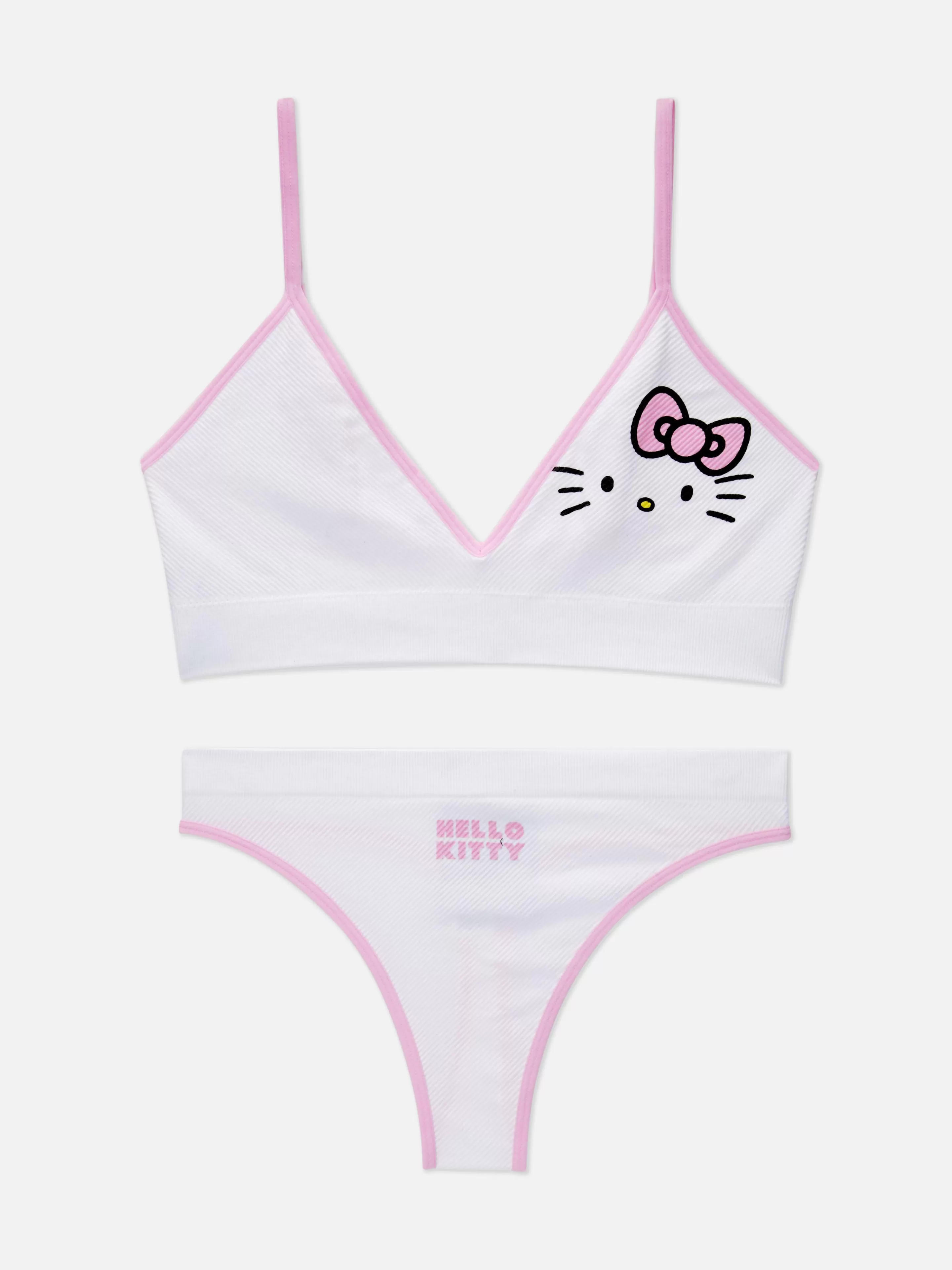 Mujer Primark Sets De Lencería | Set De Tanga Y Bralette Sin Costuras De Hello Kitty