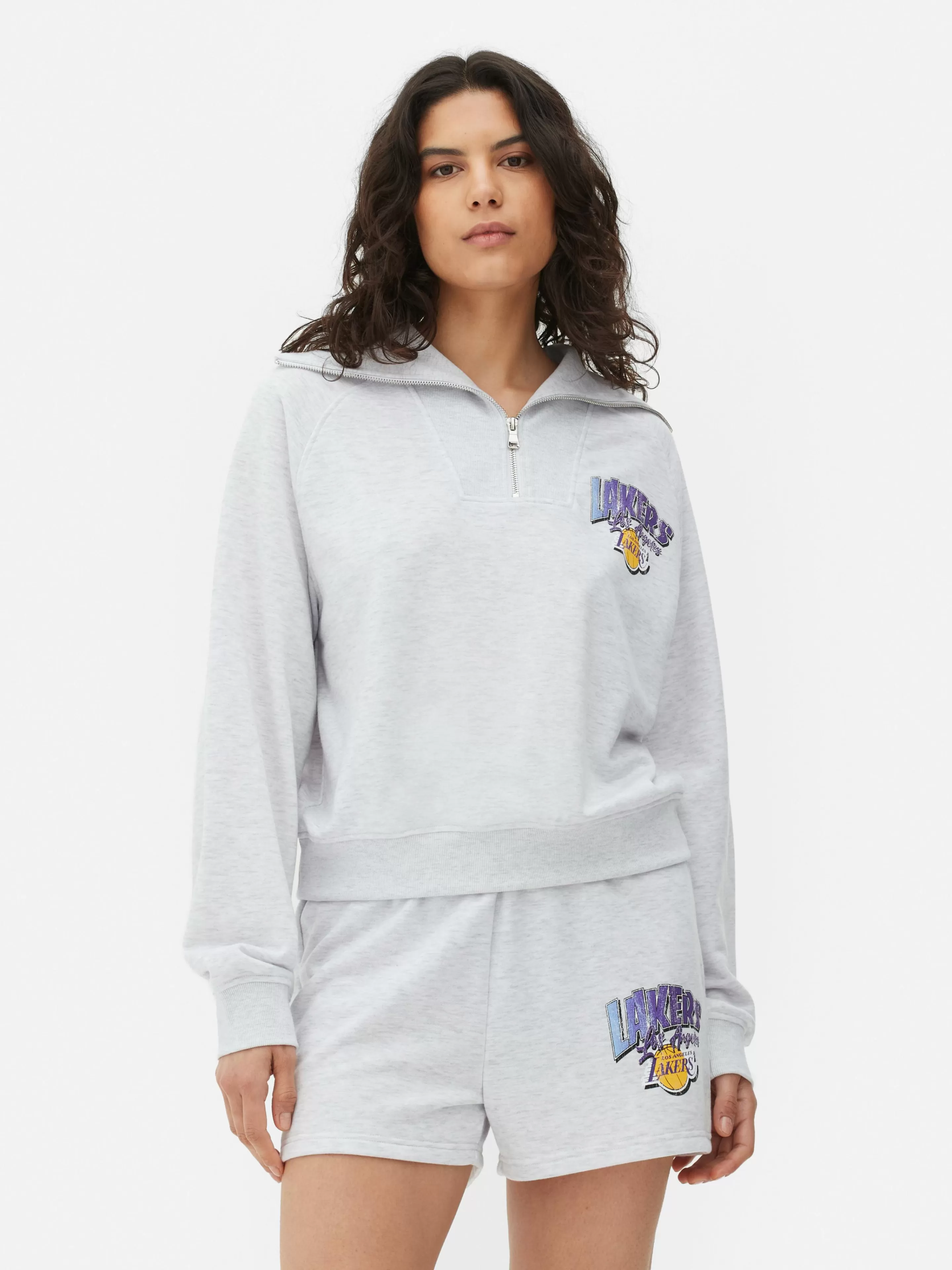 Mujer Primark Sudaderas Con Y Sin Capucha | Sudadera Con 1/2 Cremallera De Los Lakers De La NBA