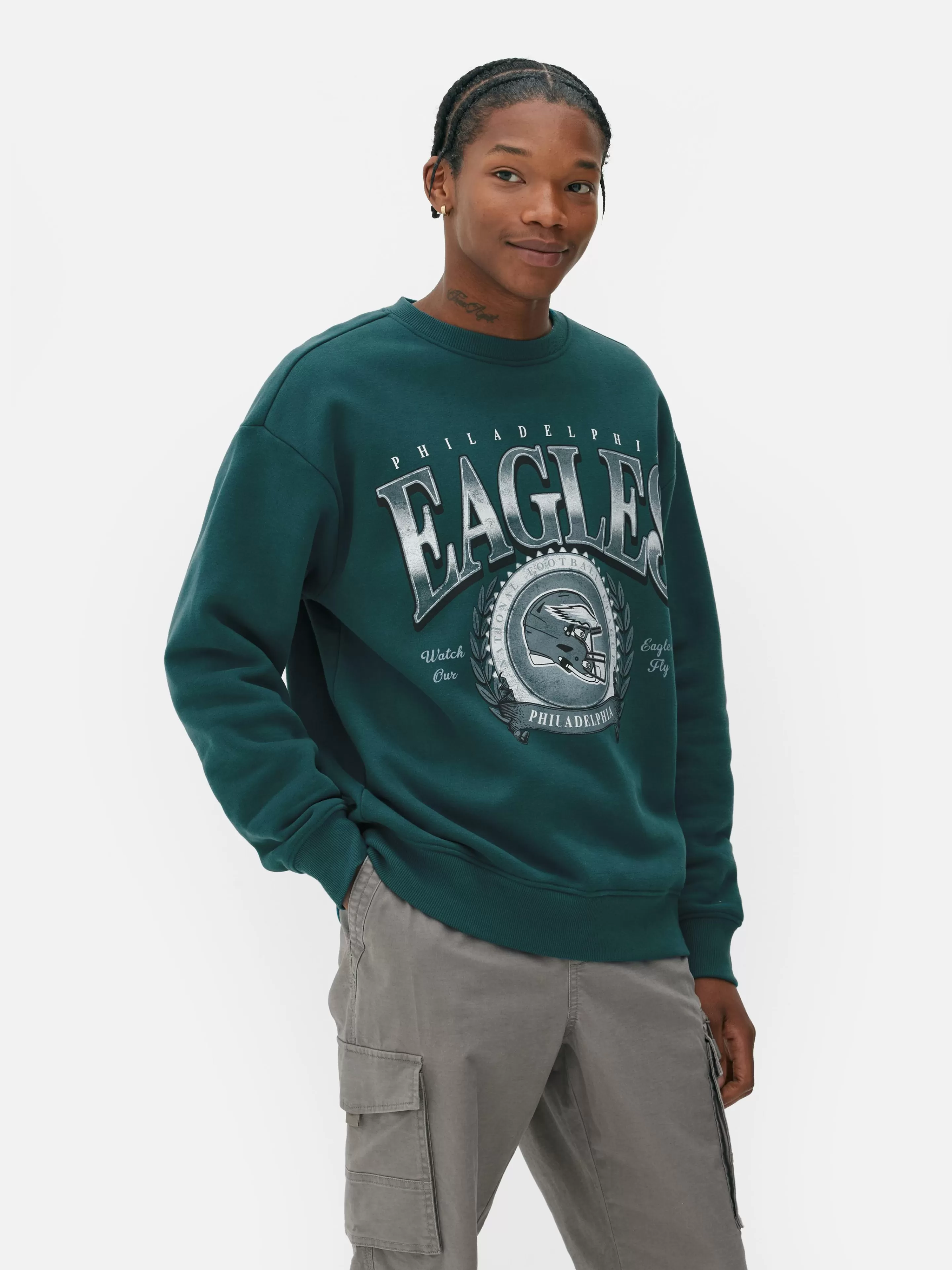 Hombre Primark Camisetas Y Sudaderas Con Estampado Gráfico | Sudaderas Con Y Sin Capucha | Sudadera Con Gráfico De Los Philadelphia Eagles