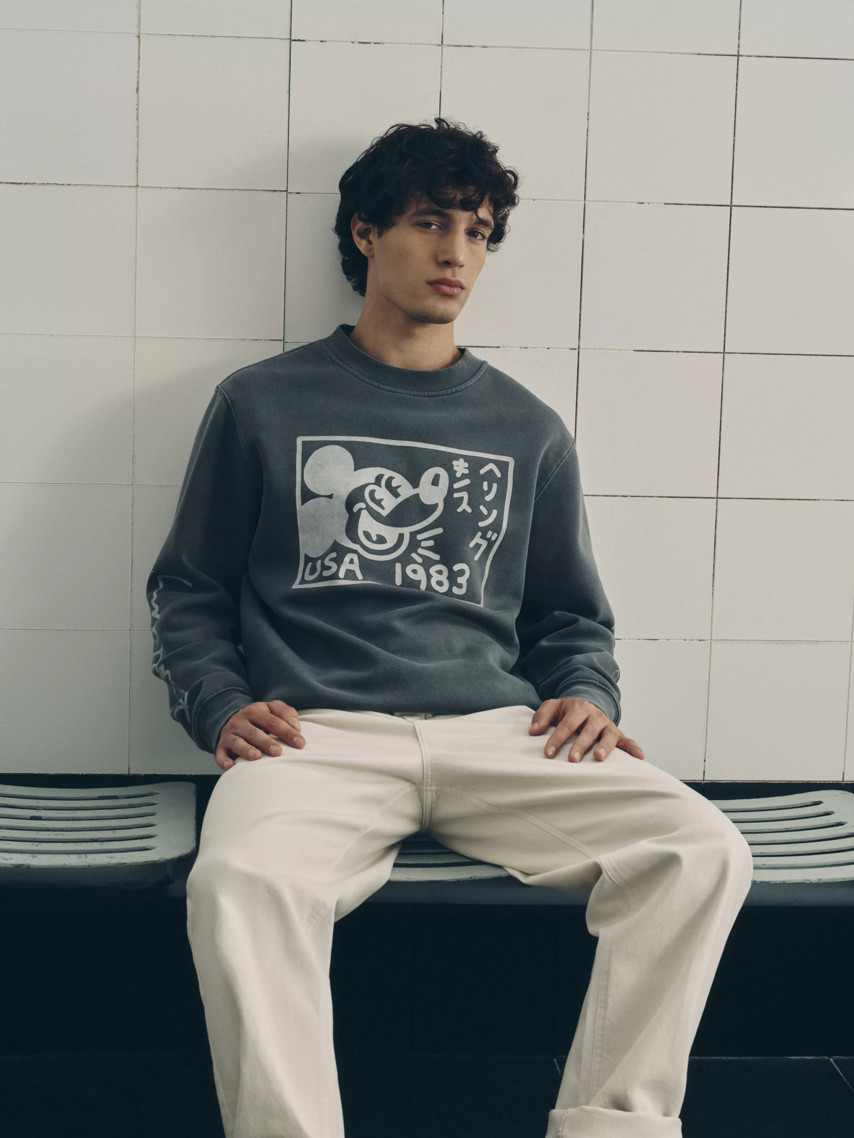 Hombre Primark Camisetas Y Sudaderas Con Estampado Gráfico | Sudaderas Con Y Sin Capucha | Sudadera De Mickey Mouse De Disney X Keith Haring