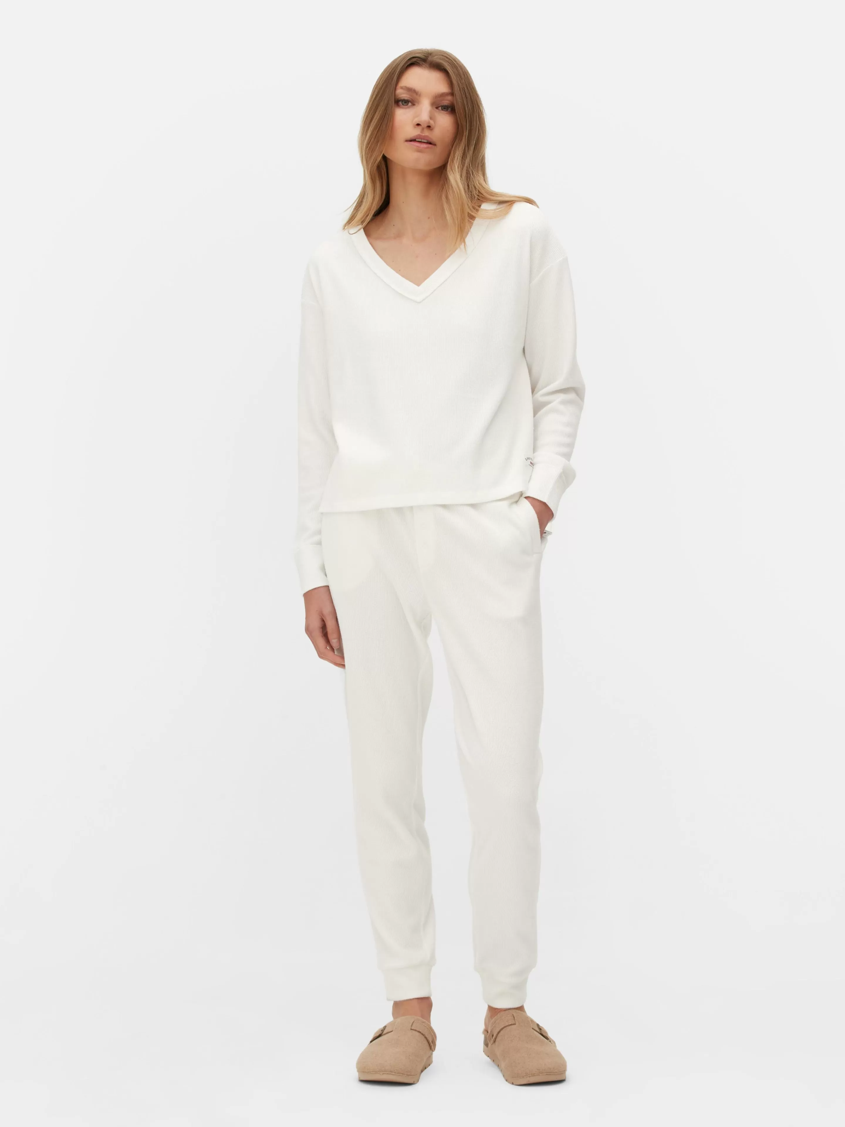 Mujer Primark Tops De Pijama | Top De Pijama Holgado De Manga Larga Con Cuello Pico
