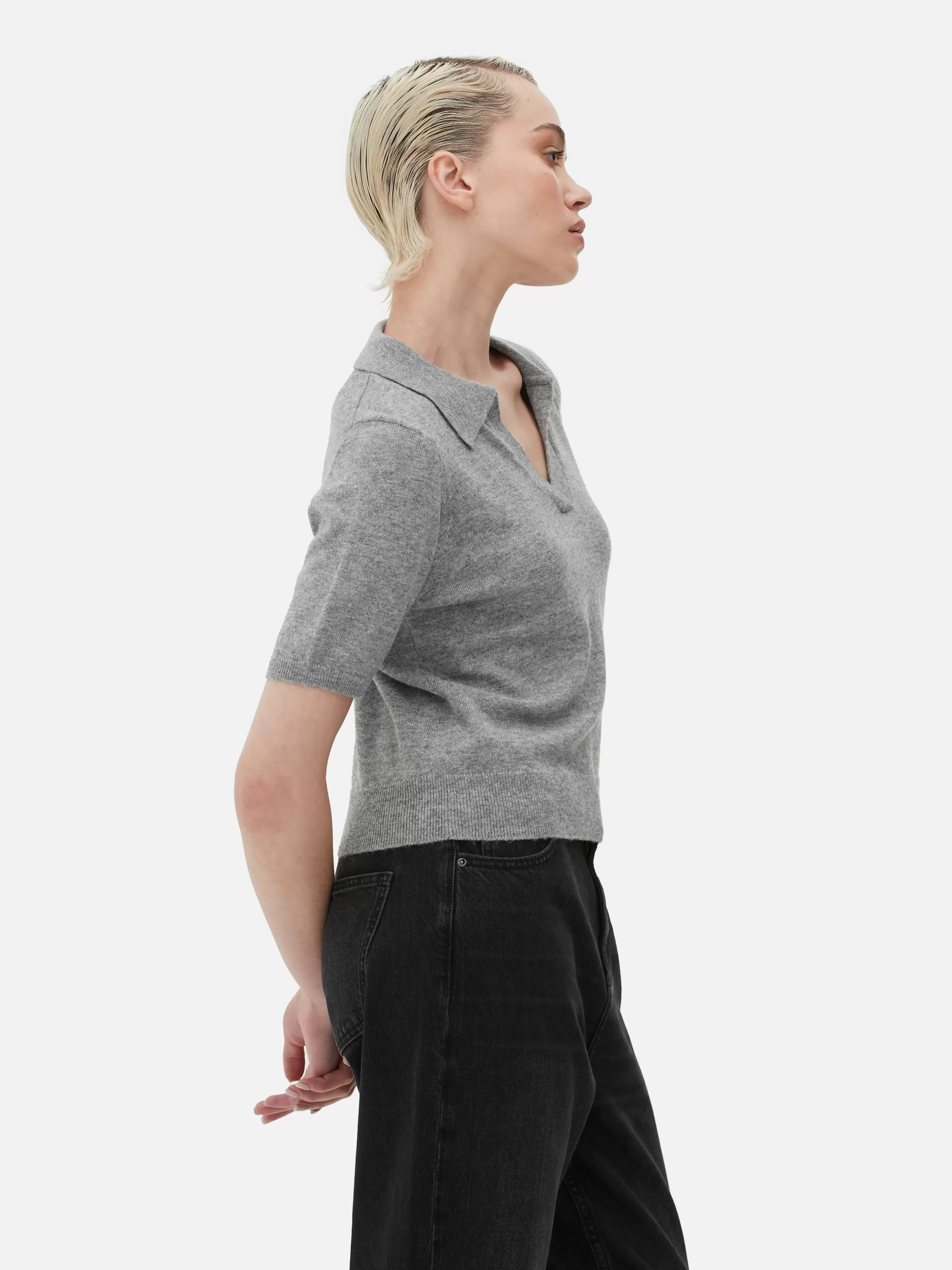 Mujer Primark Jerseys Y Cárdigans | Top De Punto Fino Y Manga Corta Con Cuello