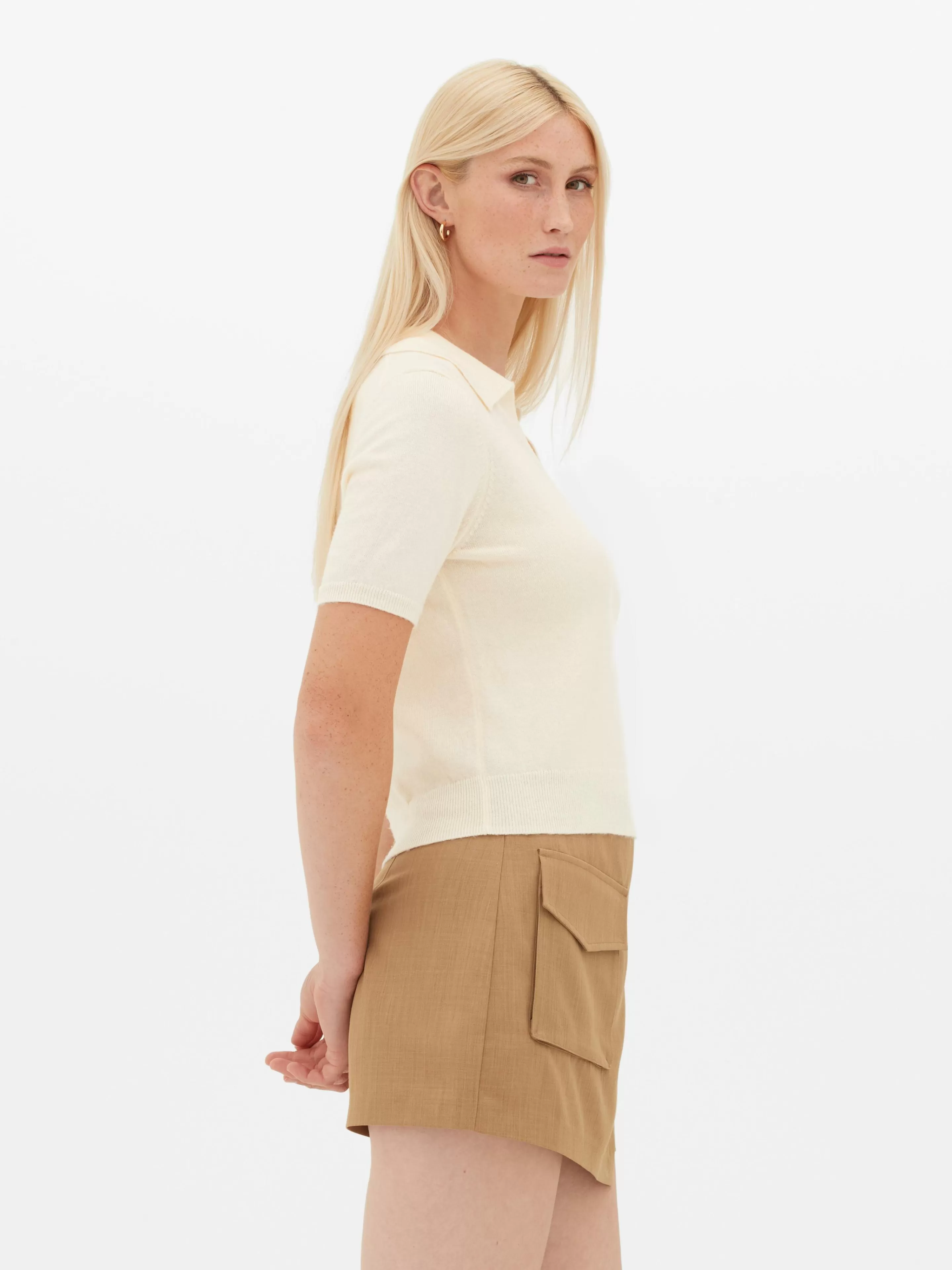 Mujer Primark Jerseys Y Cárdigans | Top De Punto Fino Y Manga Corta Con Cuello