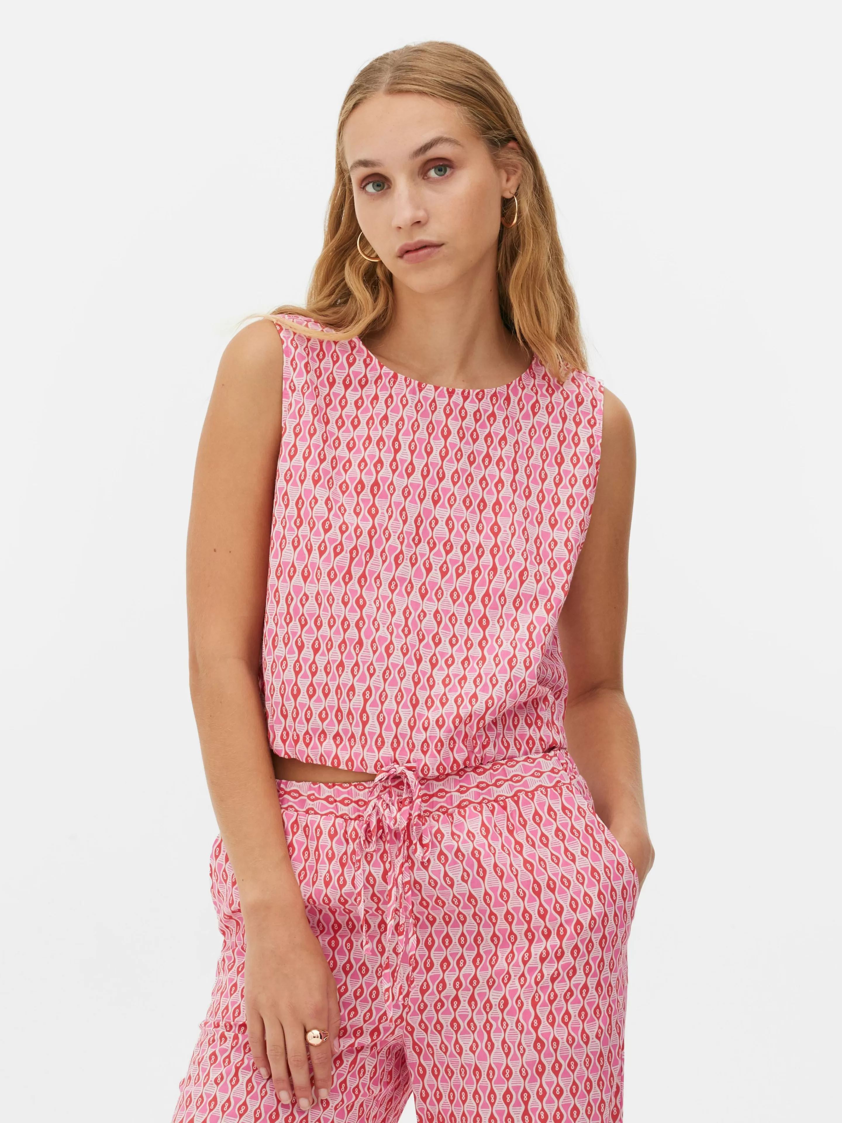 Mujer Primark Camisas Y Blusas | Top Estampado Con Cordón De Ajuste En El Bajo