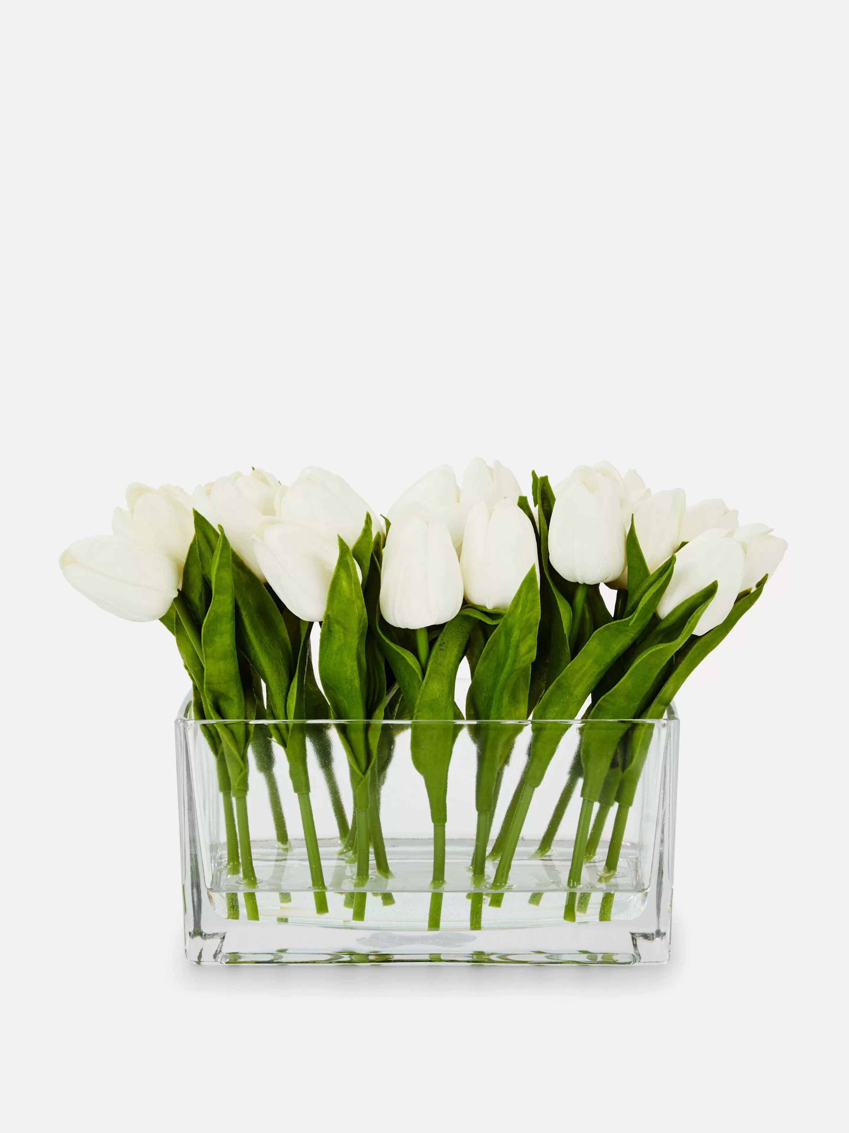 Primark Macetas Y Soportes Para Plantas | Tulipanes Artificiales En Jarrón De Vidrio Rectangular