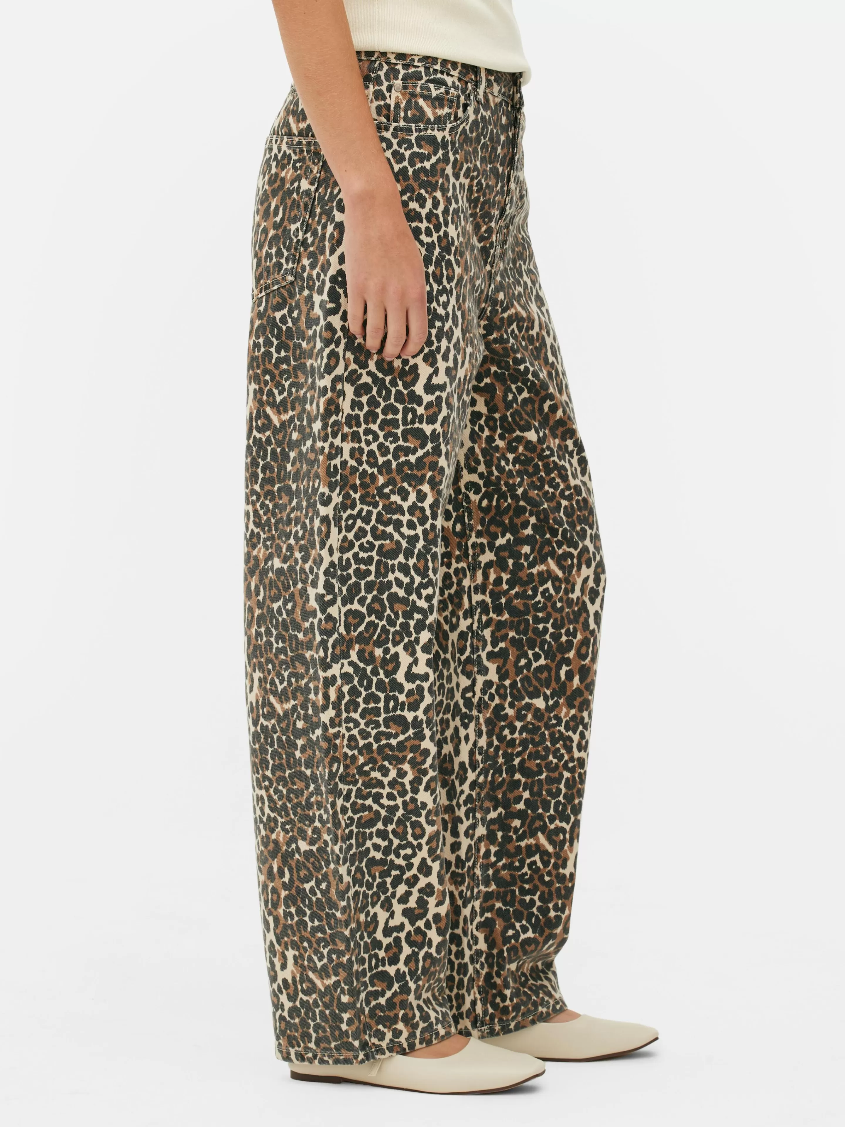 Mujer Primark Vaqueros | Vaqueros De Corte Bombacho Con Estampado De Leopardo
