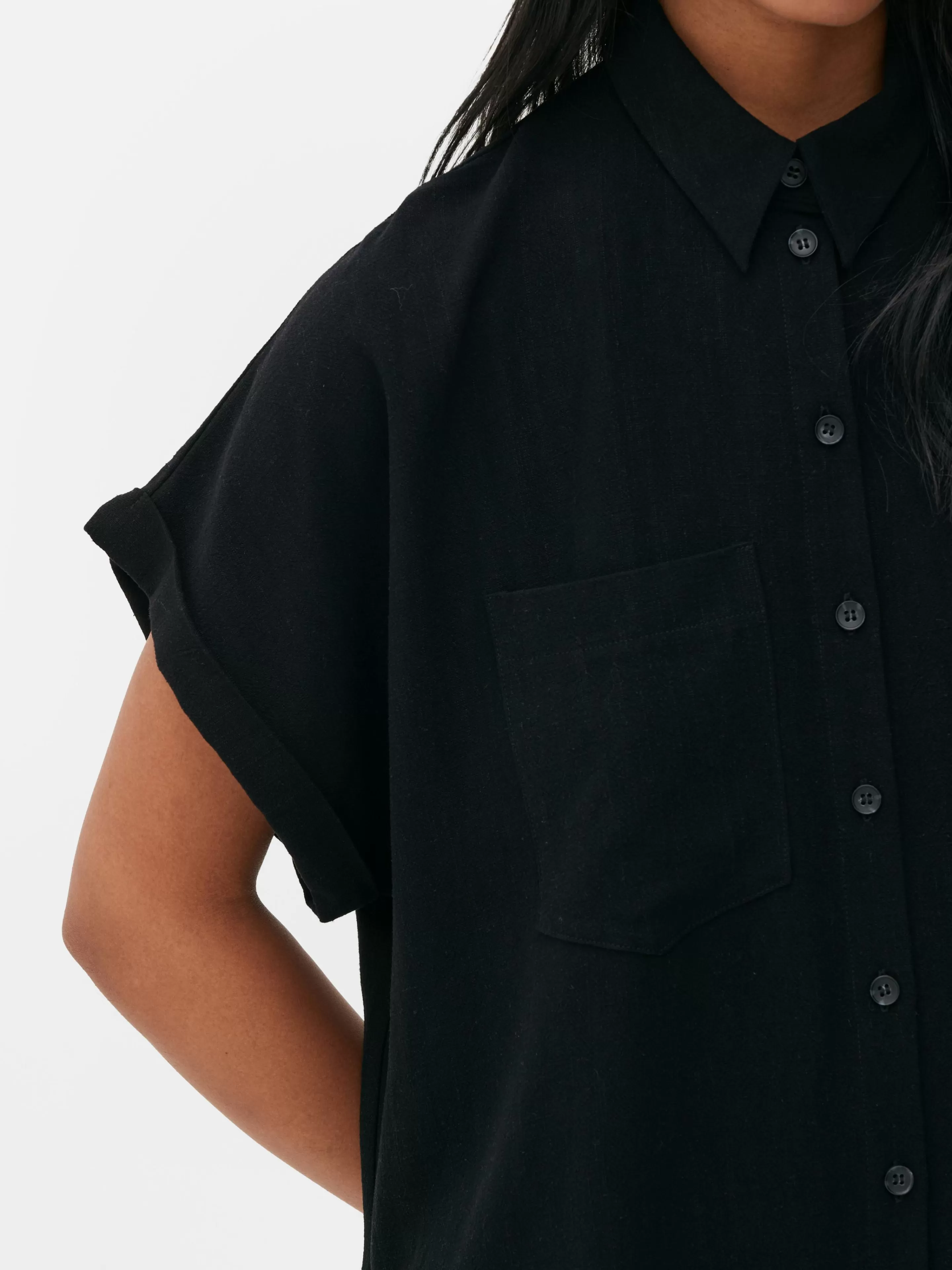 Mujer Primark Vestidos | Vestido Camisero De Manga Corta Y Corte Holgado