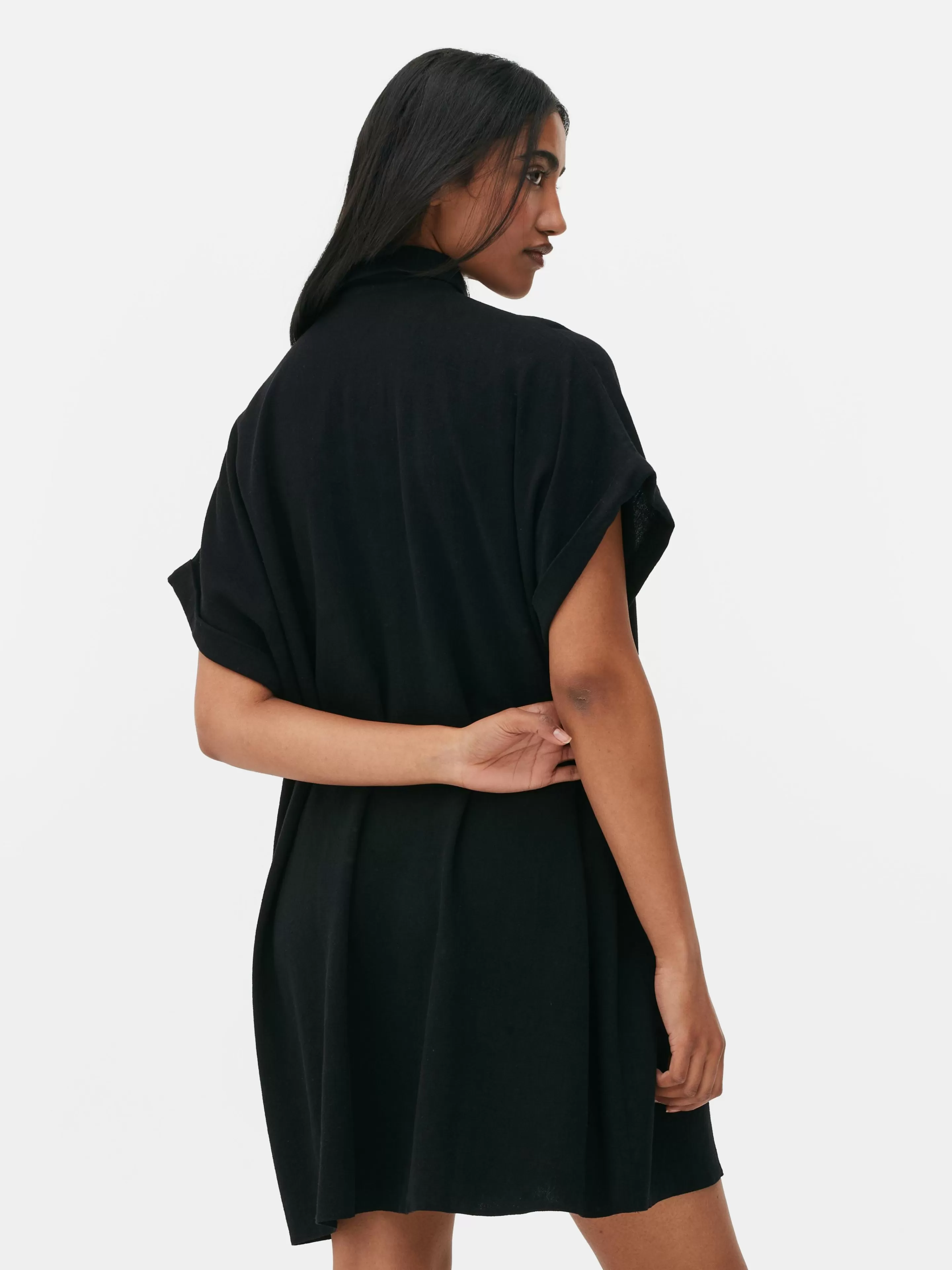 Mujer Primark Vestidos | Vestido Camisero De Manga Corta Y Corte Holgado