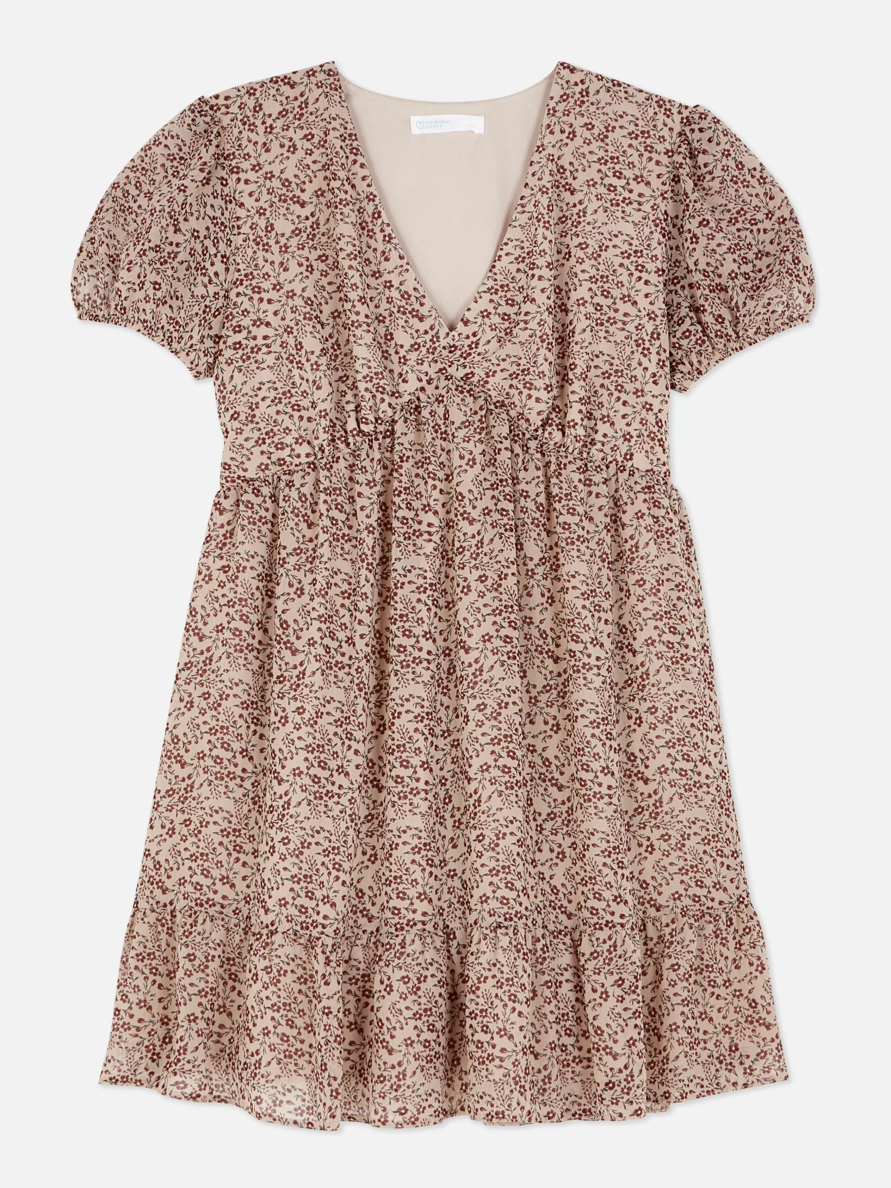 Mujer Primark Vestidos | Vestido Corto De Gasa Con Mangas Abullonadas