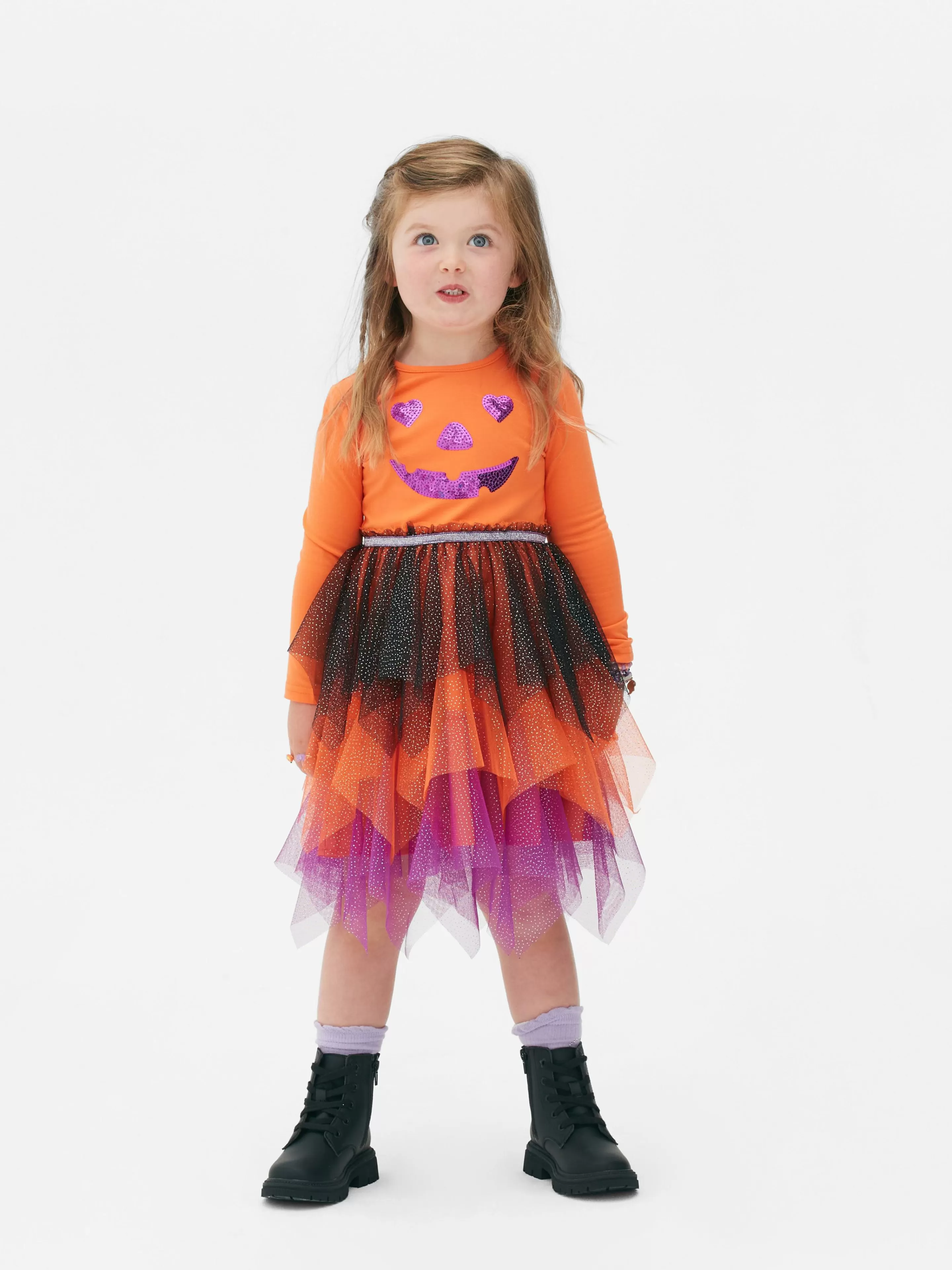 Niños Primark Disfraces De Halloween Infantiles | Vestidos | Vestido De Halloween Con Calabaza De Lentejuelas